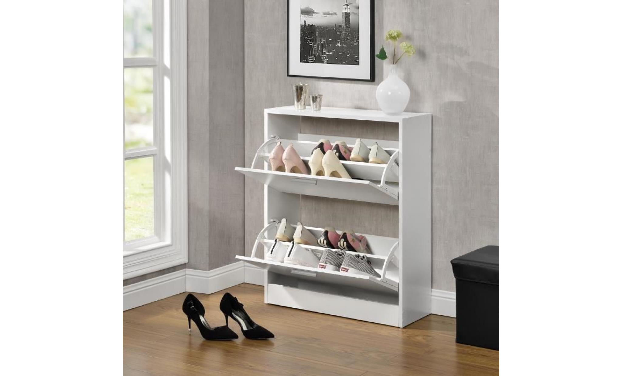 [en.casa]® Étagère armoire meuble à chaussures de rangement gris 2 compartiments pas cher