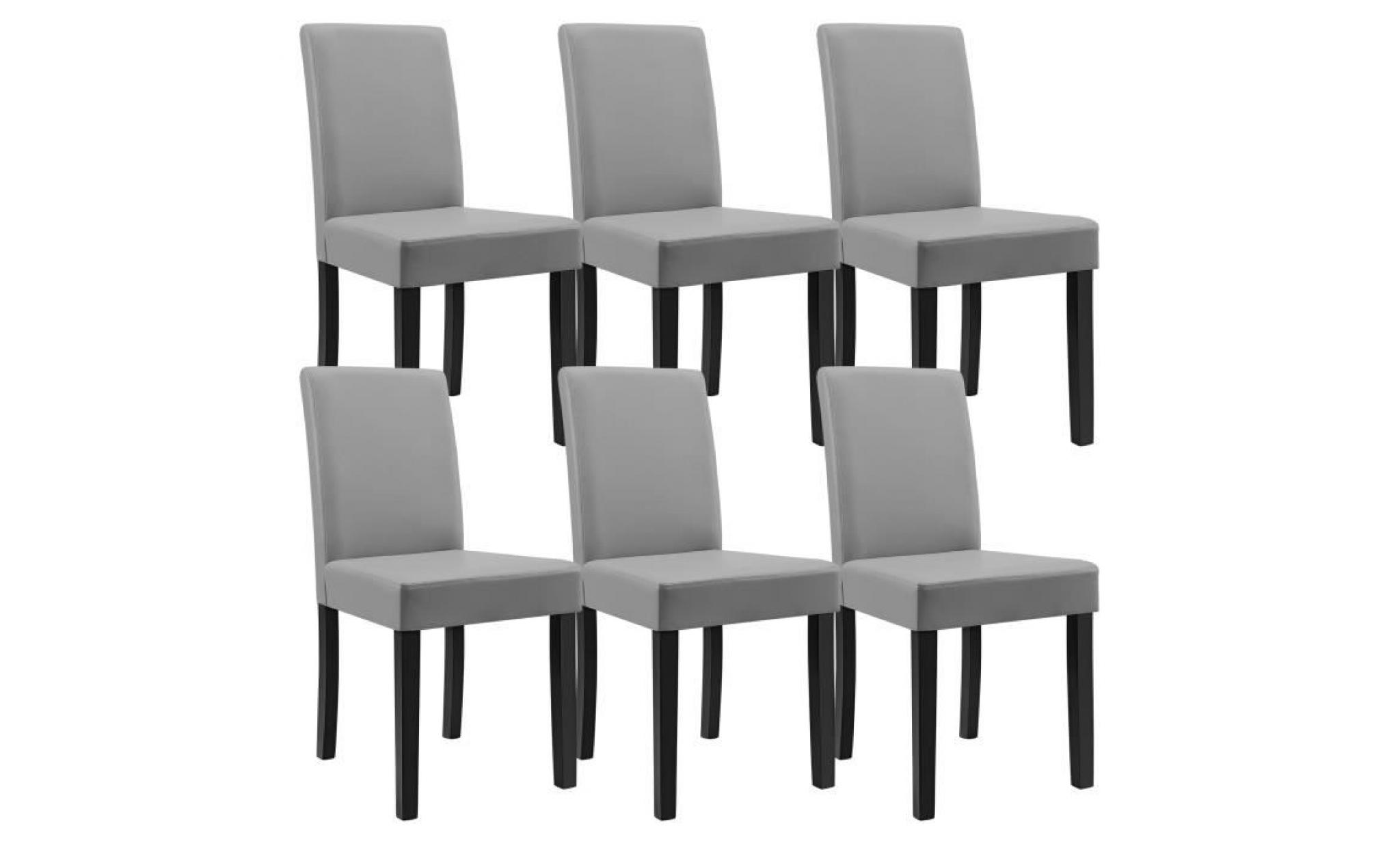 [en.casa] table et jeu de chaises 'helsinki' (blanc   170 x 79) 6 chaises (rembourrées   gris clair)   en pack économique pas cher