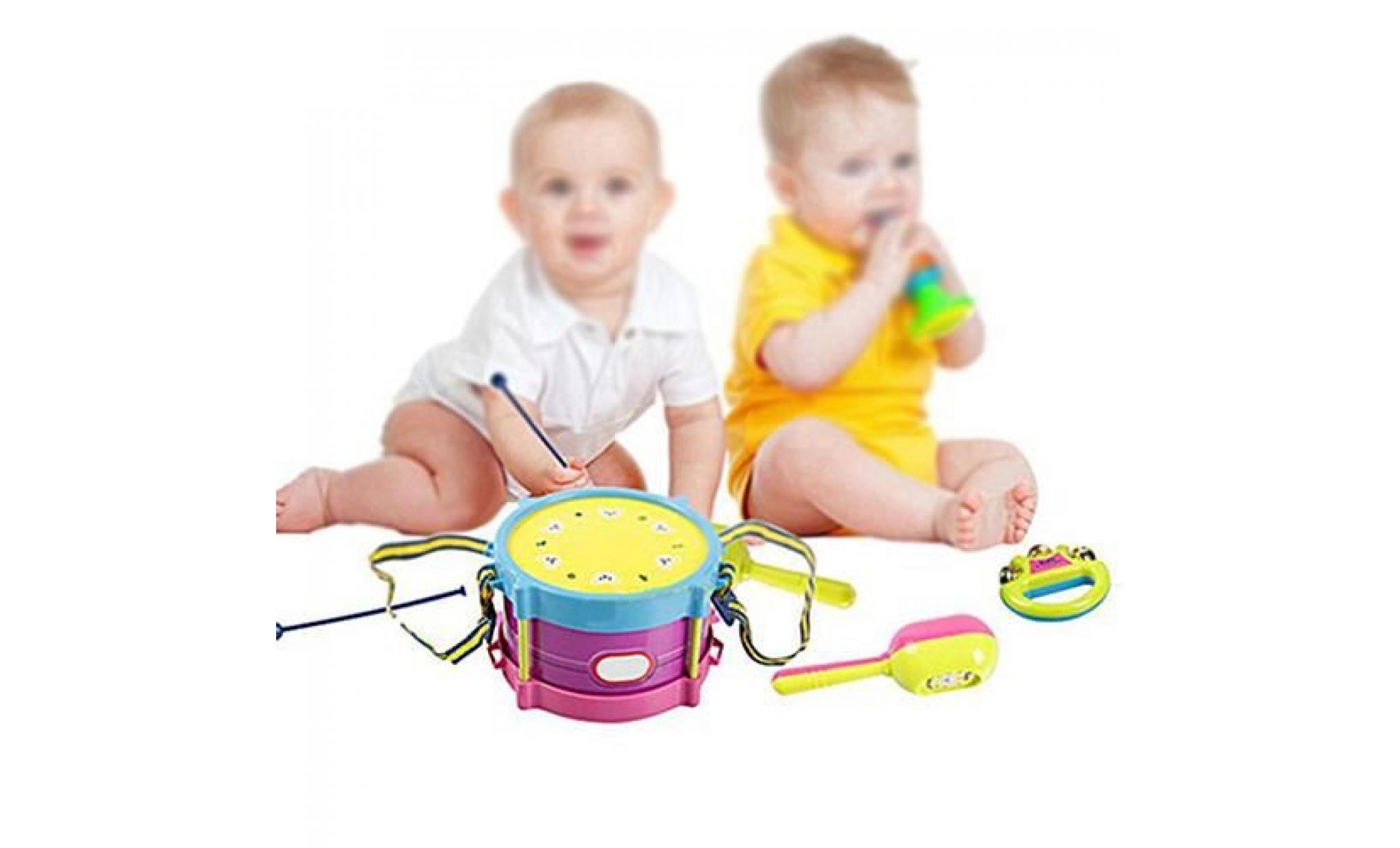 enfants enfants bébé rouleau tambour handbell instruments de musique kit de bande jouets 5pcs cadeau pas cher