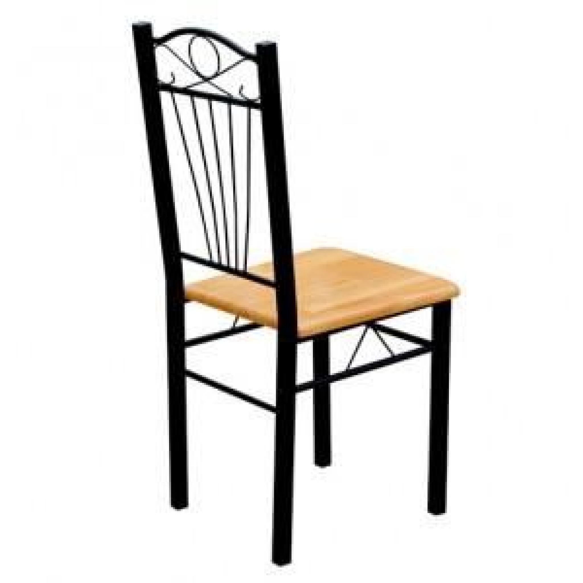 Ensemble de 2 chaises bois naturel et métal pas cher