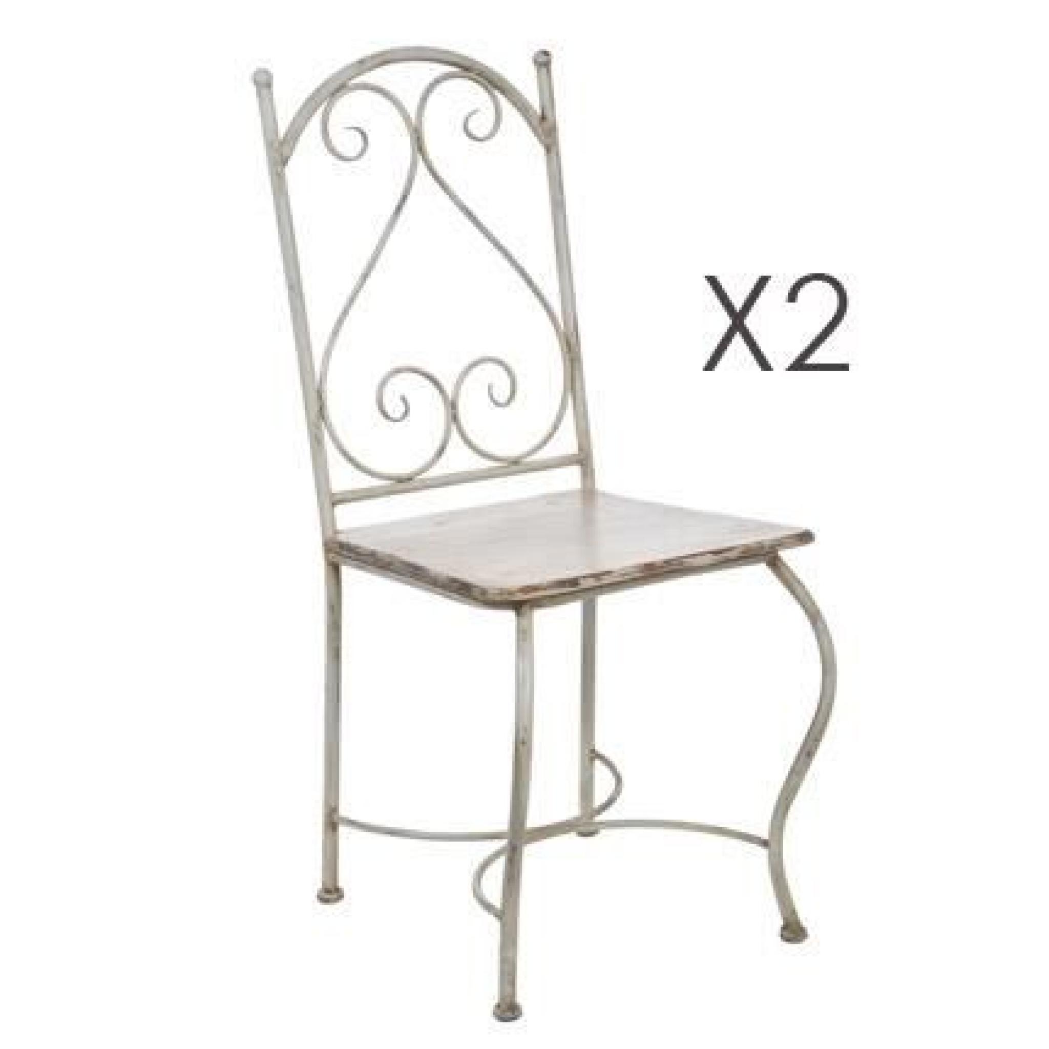 Ensemble de 2 chaises en métal coloris crème