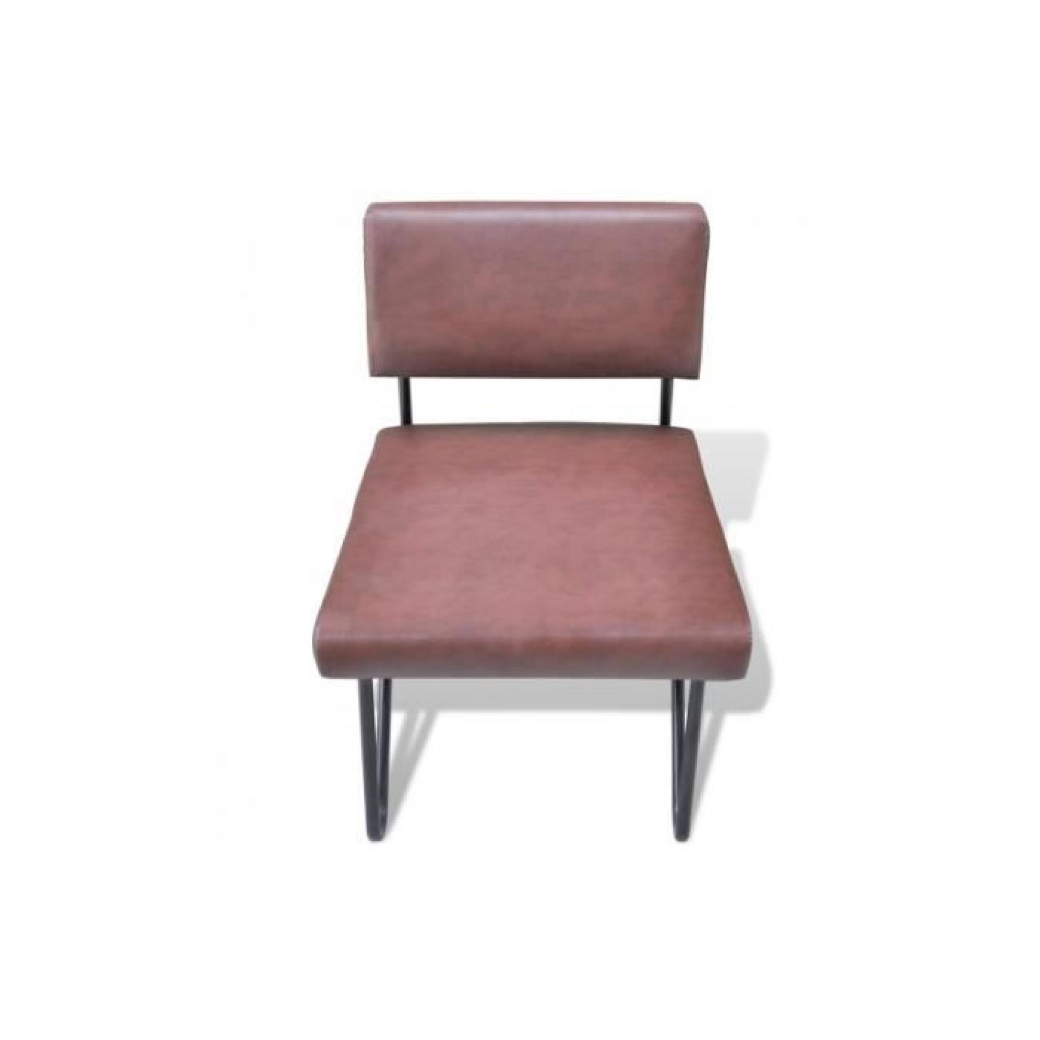 Ensemble de 2 chaises en PU brun  et  table pas cher