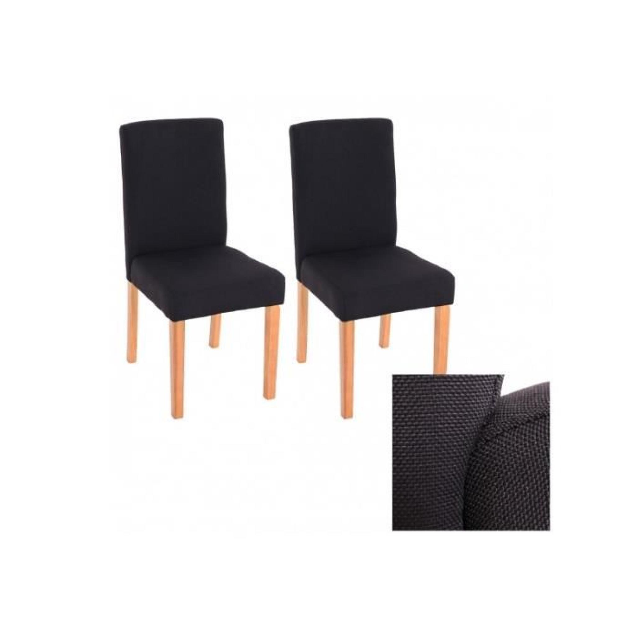 Ensemble de 2 chaises en tissu noir pieds clairs pas cher