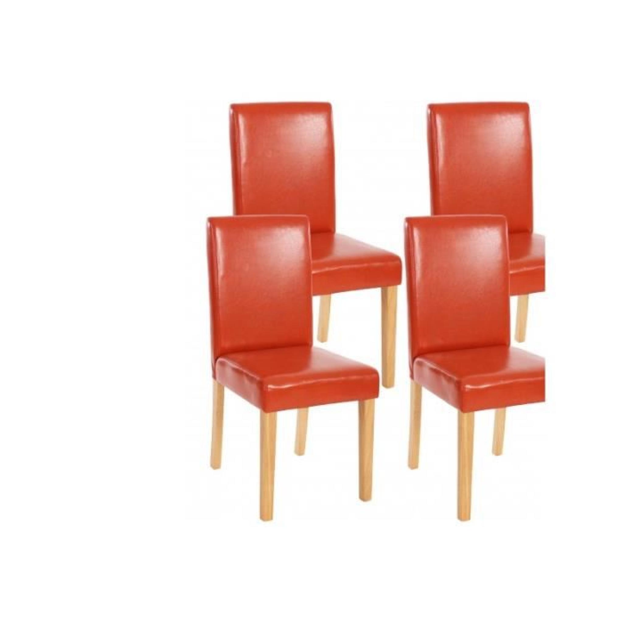 Ensemble de 2 chaises orange pieds clairs pas cher