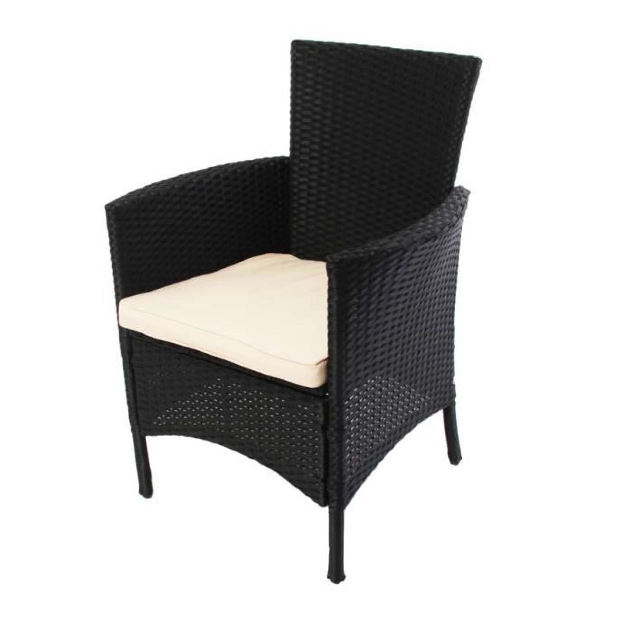 Ensemble de 4 chaises et table de jardin en polyrotin avec coussin et plateau en verre pas cher