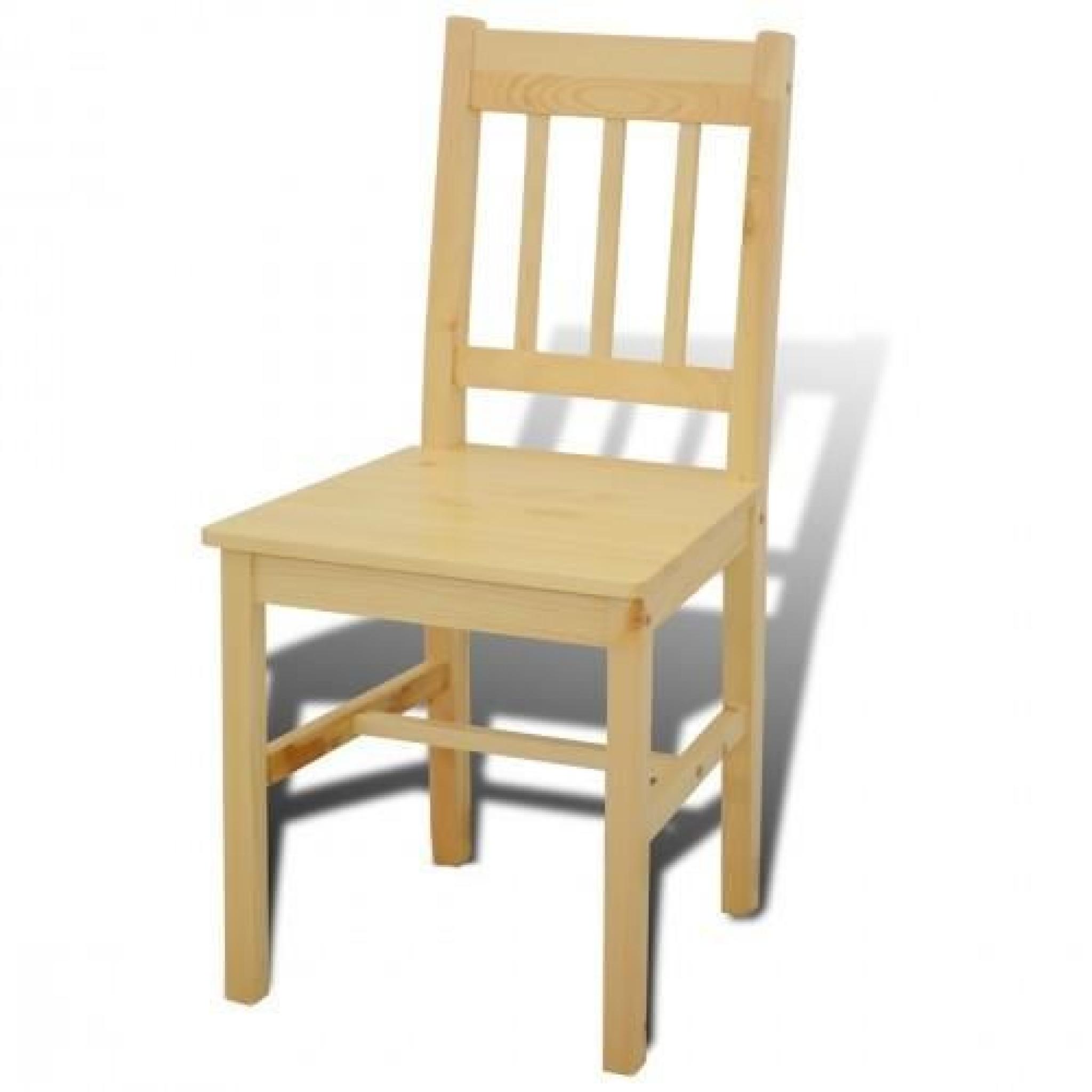 Ensemble de 4 chaises et une table en bois naturel pas cher