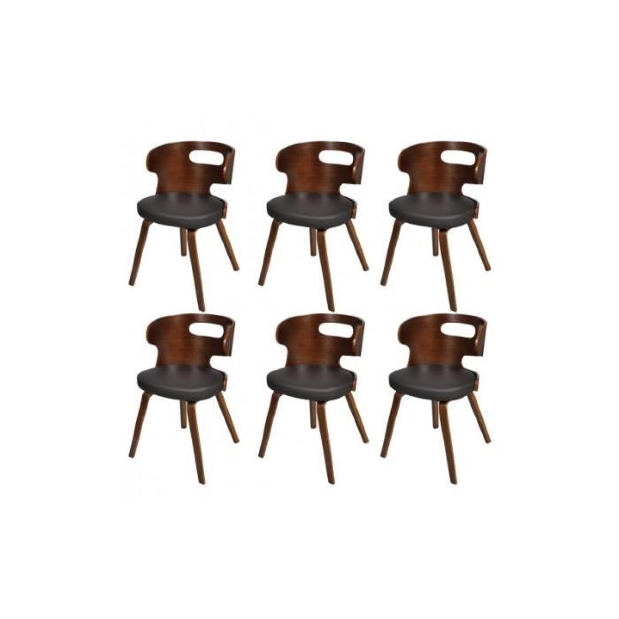 Ensemble de 6 chaises de salle à manger en cuir brun