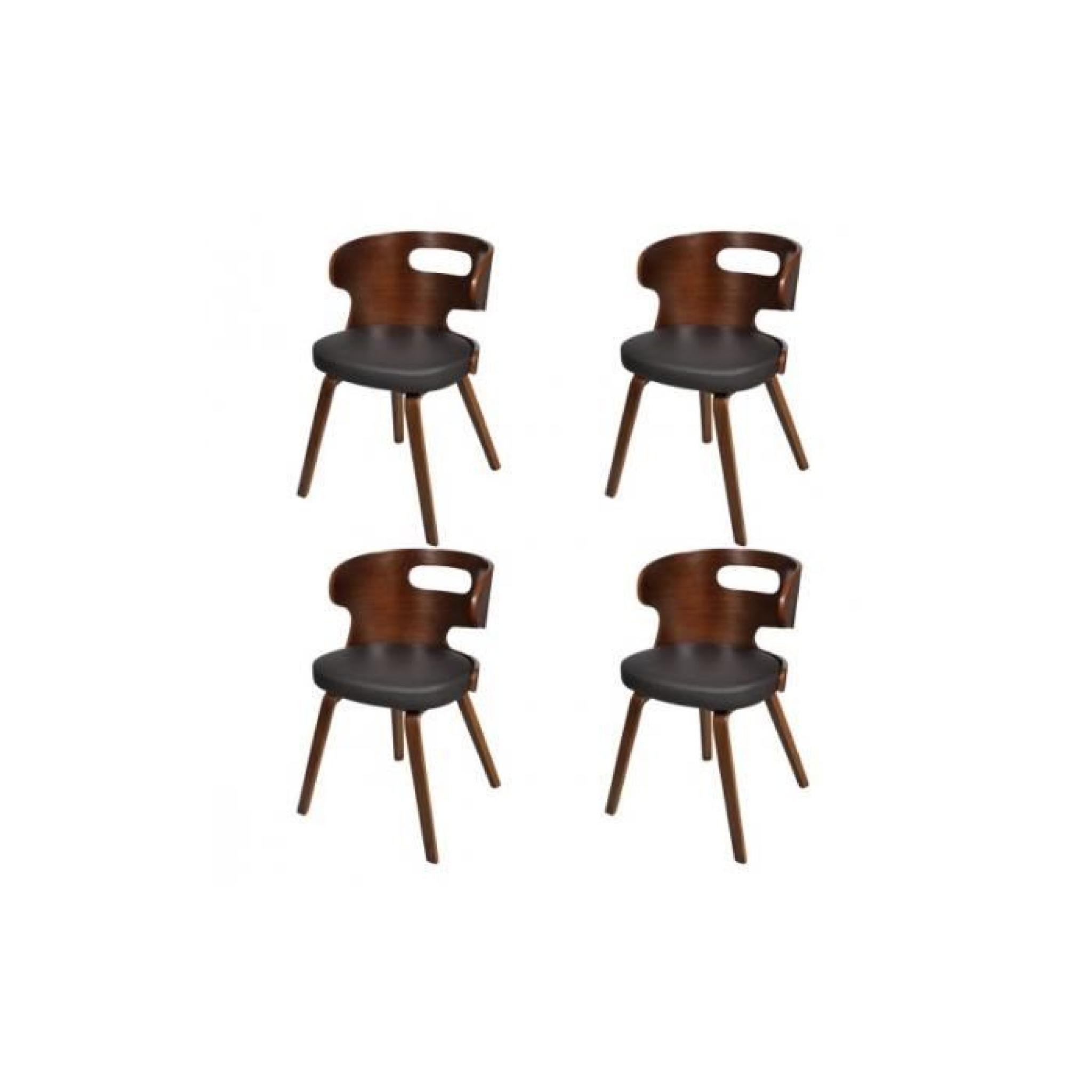 Ensemble de 6 chaises de salle à manger en cuir brun pas cher