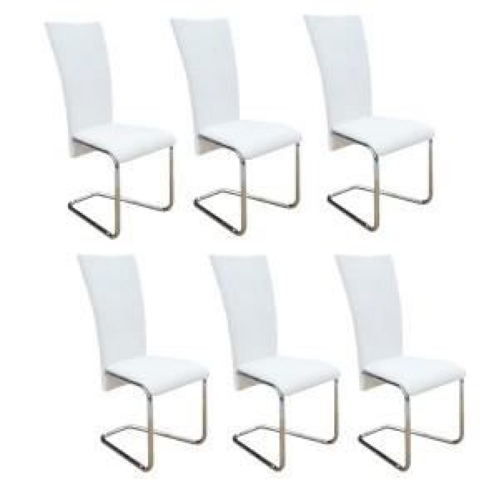 Ensemble de 6 chaises en PU blanc