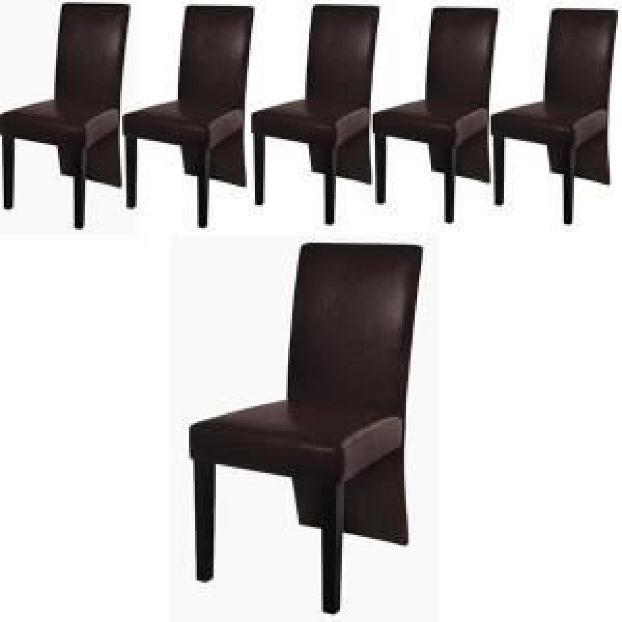 Ensemble de 6 chaises simili cuir marron