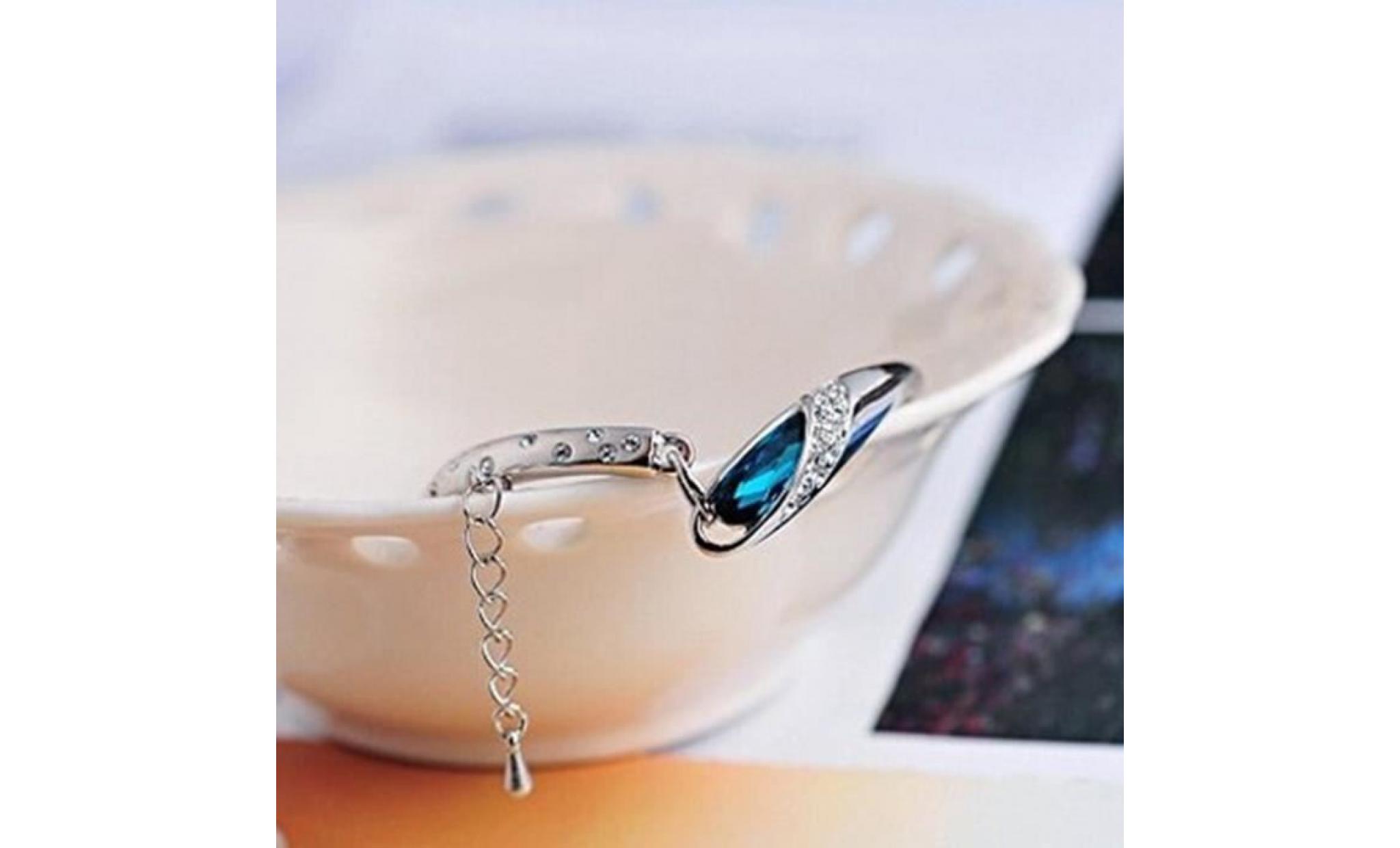 ensemble de bijoux fantaisie papillon avec strass pour femme + boucles d'oreilles + bracelet bleu pas cher