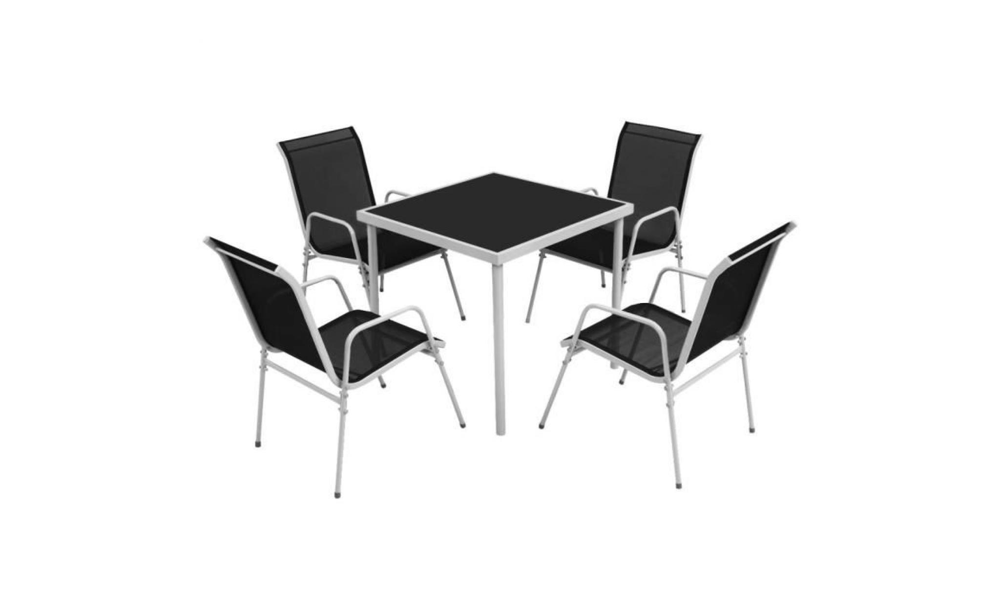 ensemble de salle à manger d'extérieur table avec chaise 5 pcs noir