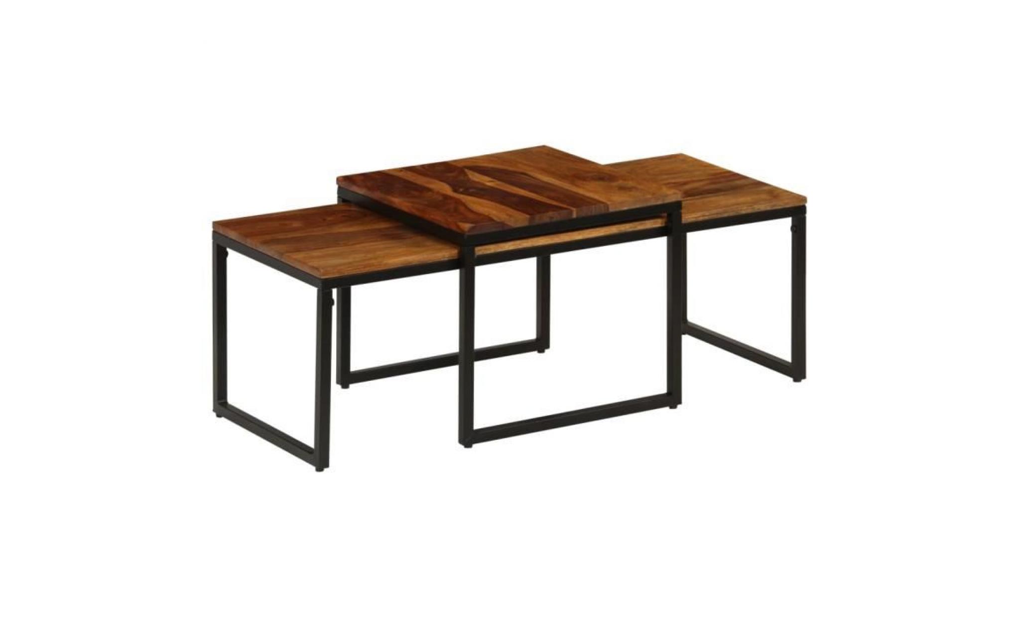 ensemble de table basse 2 pcs bois de sesham massif 60 x 35 cm
