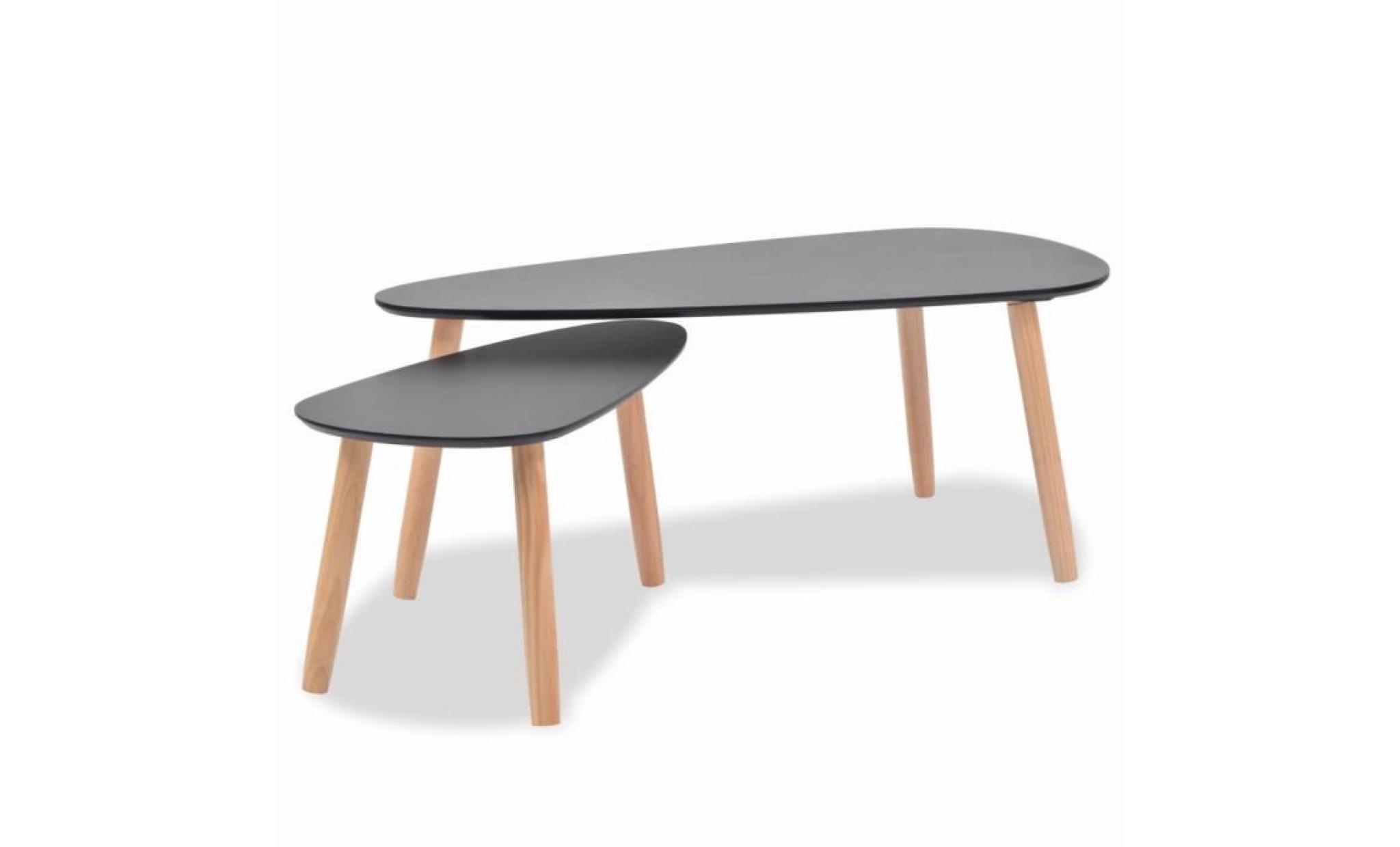 ensemble de tables basses 2 pcs bois de pin massif blanc table basse de salon scandinave style contemporain industriel consoles pas cher