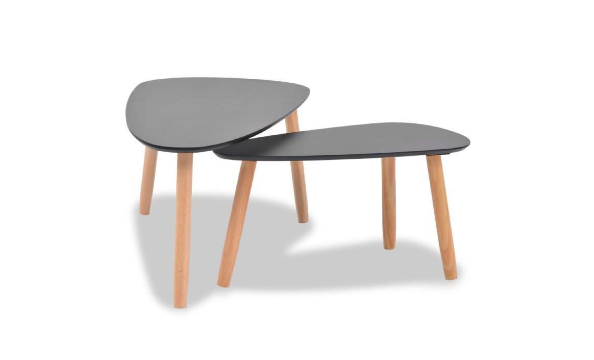 ensemble de tables basses 2 pcs bois de pin massif blanc table basse de salon scandinave style contemporain industriel consoles pas cher