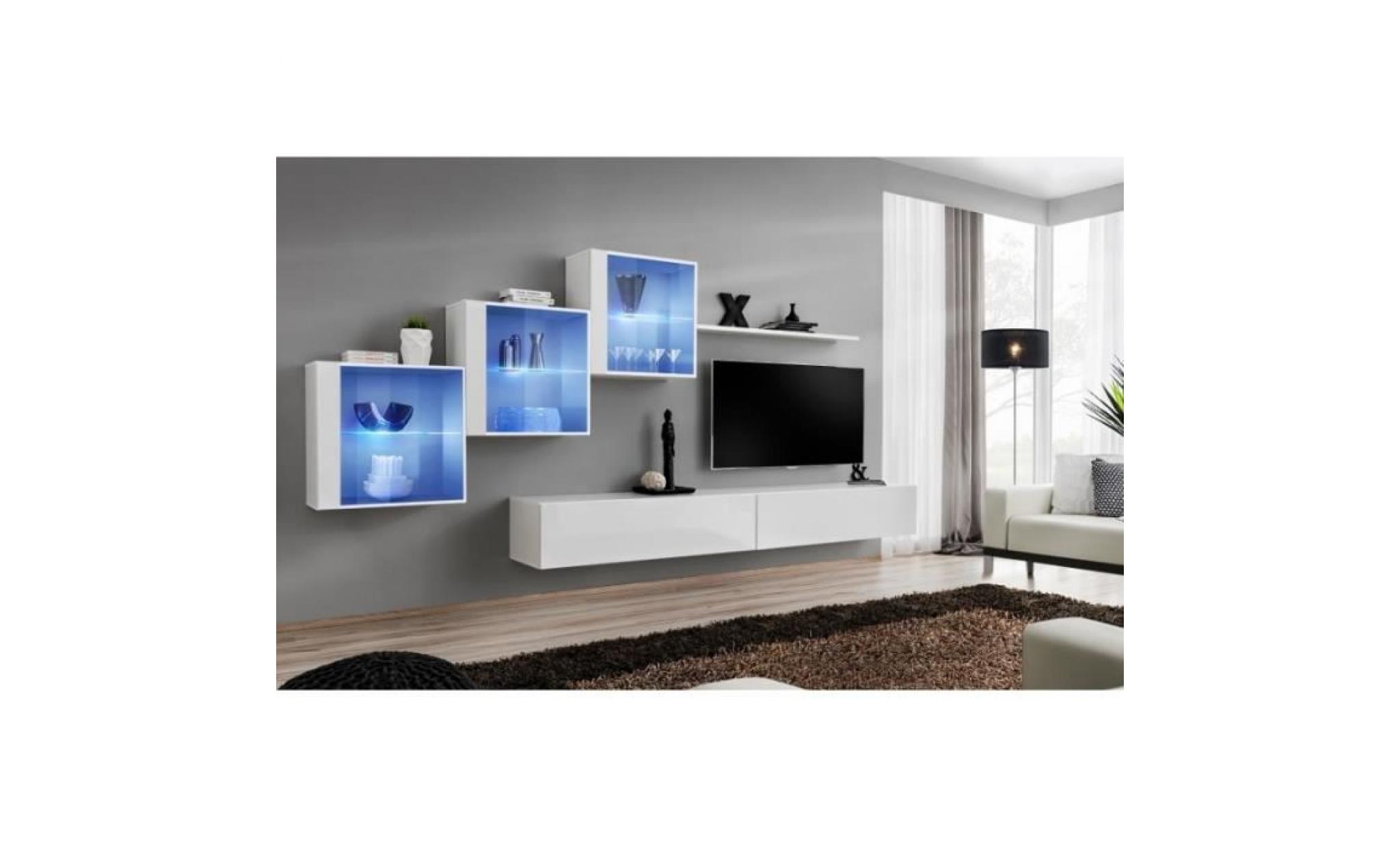 ensemble meuble tv mural    switch xx   330 cm  x 160 cm x 40 cm   blanc et noir