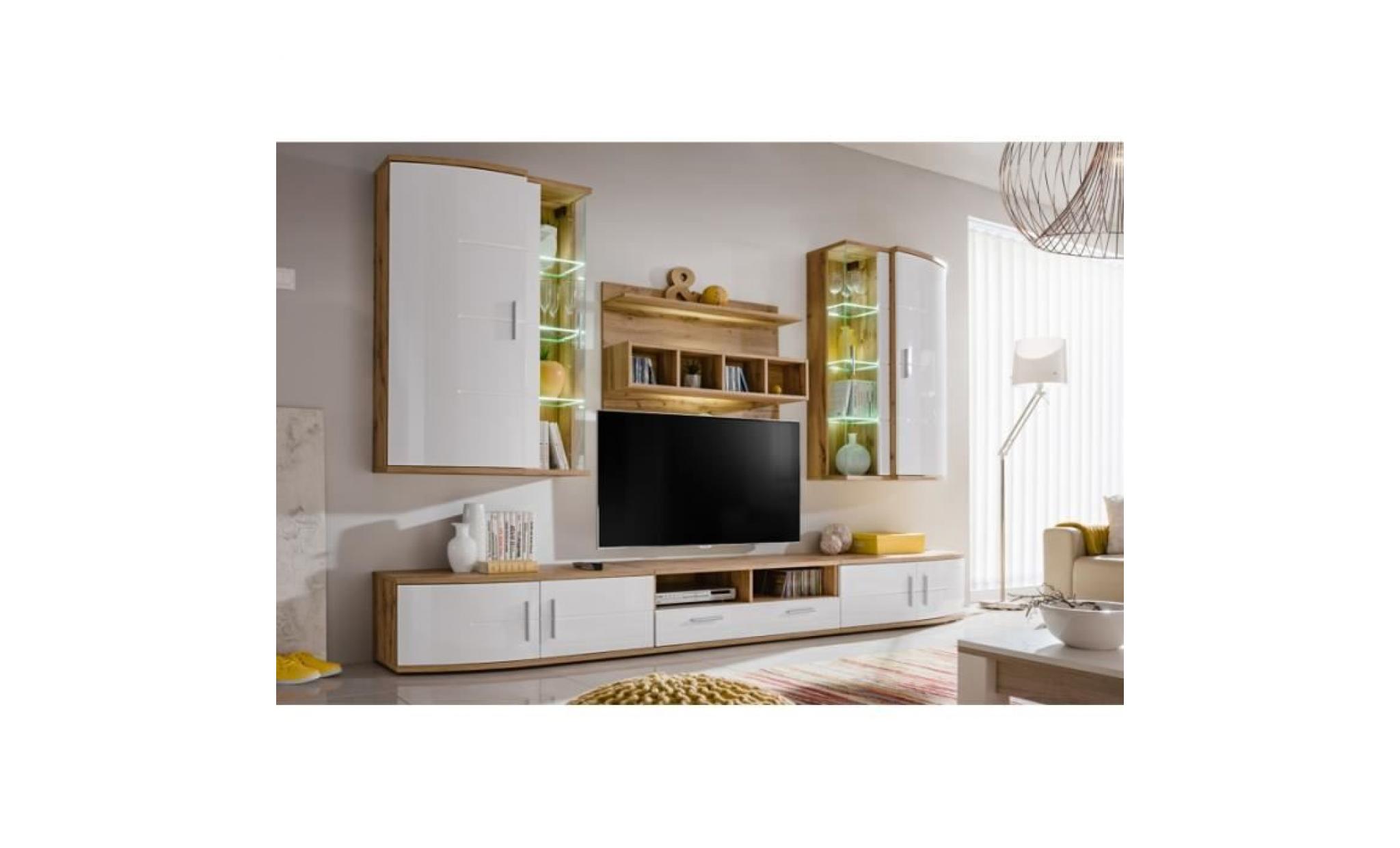 ensemble murale meuble tv   jelly   5 éléments   blanc