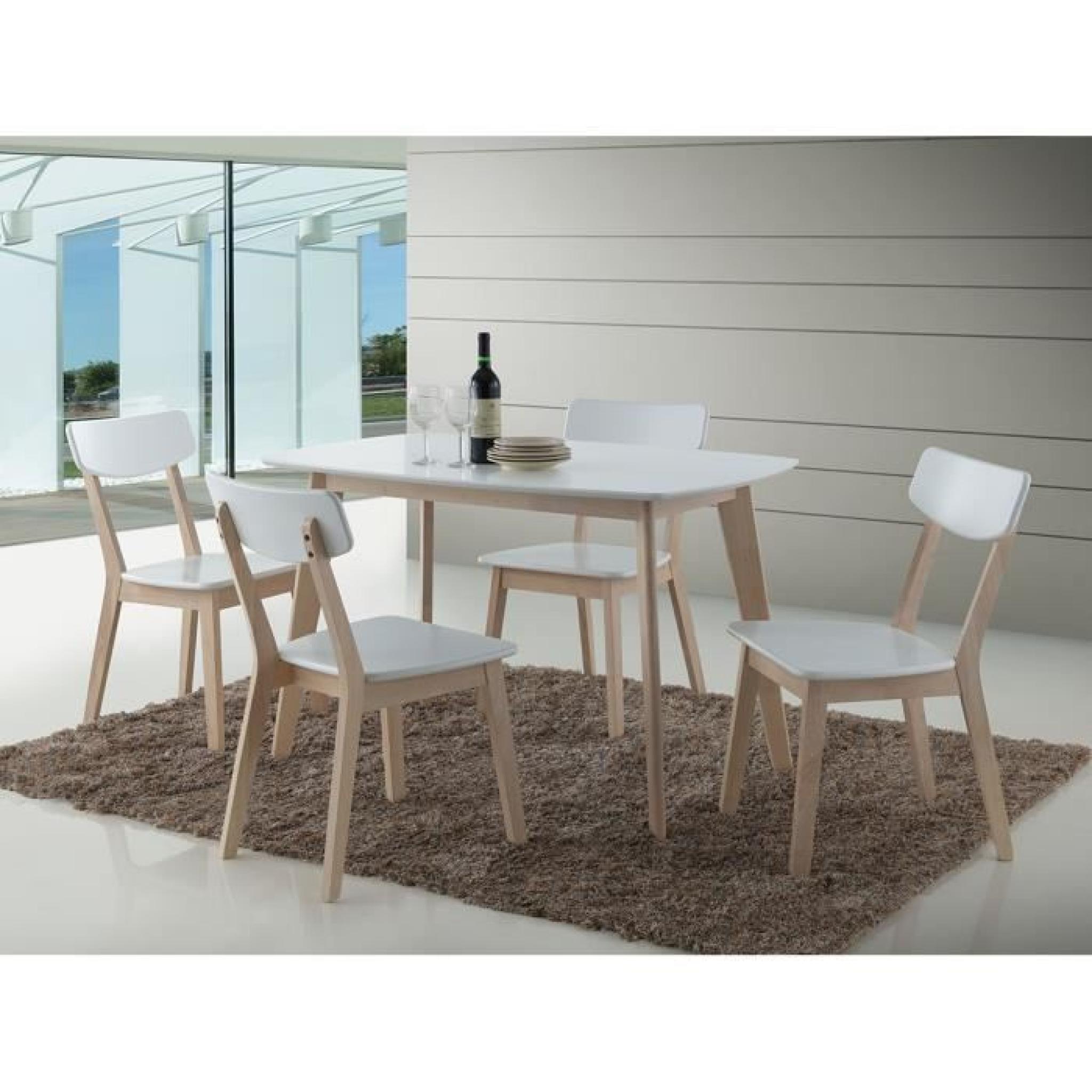 Ensemble OSLO blanc. Table de cuisine et salle à manger design. Set composé d'une table et de 4 chaises ultra tendance. 
