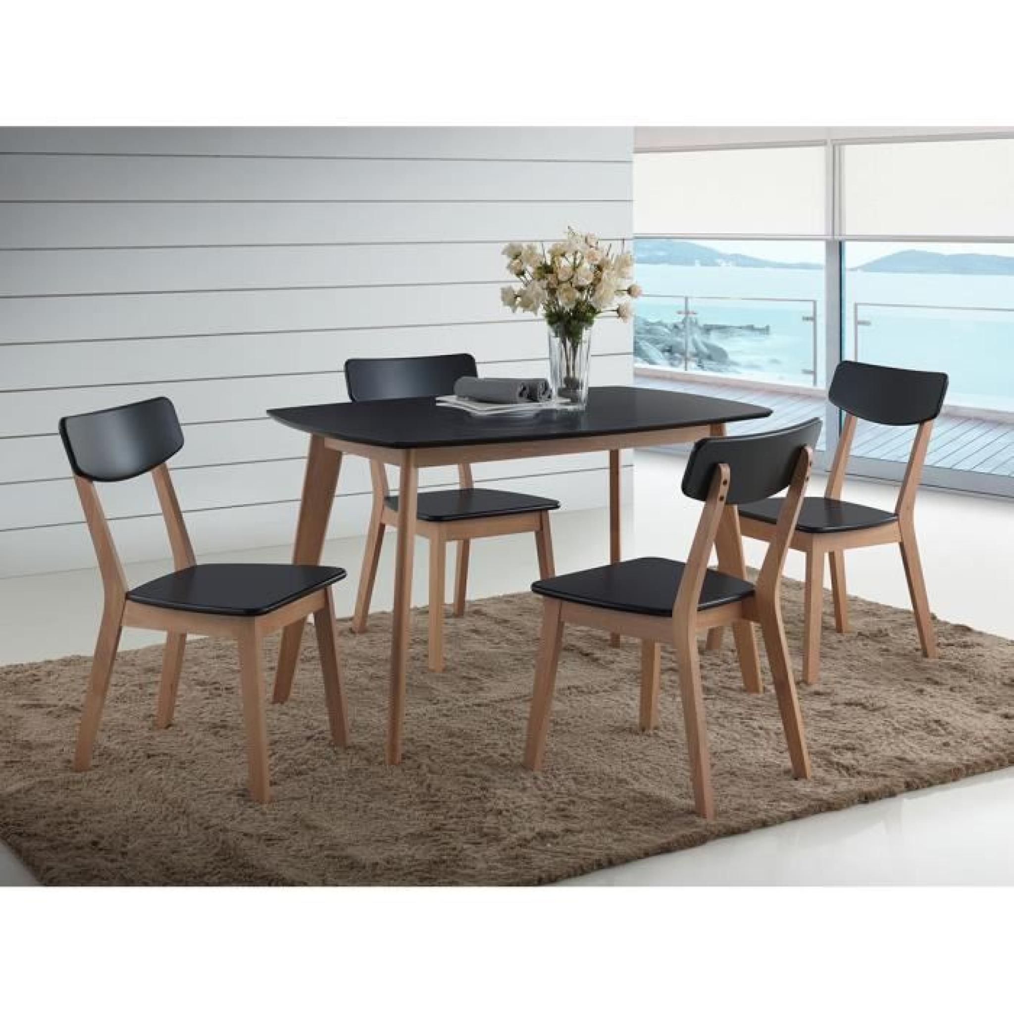 Ensemble OSLO noir. Table de cuisine et salle à manger design. Set composé d'une table et de 4 chaises ultra tendance.