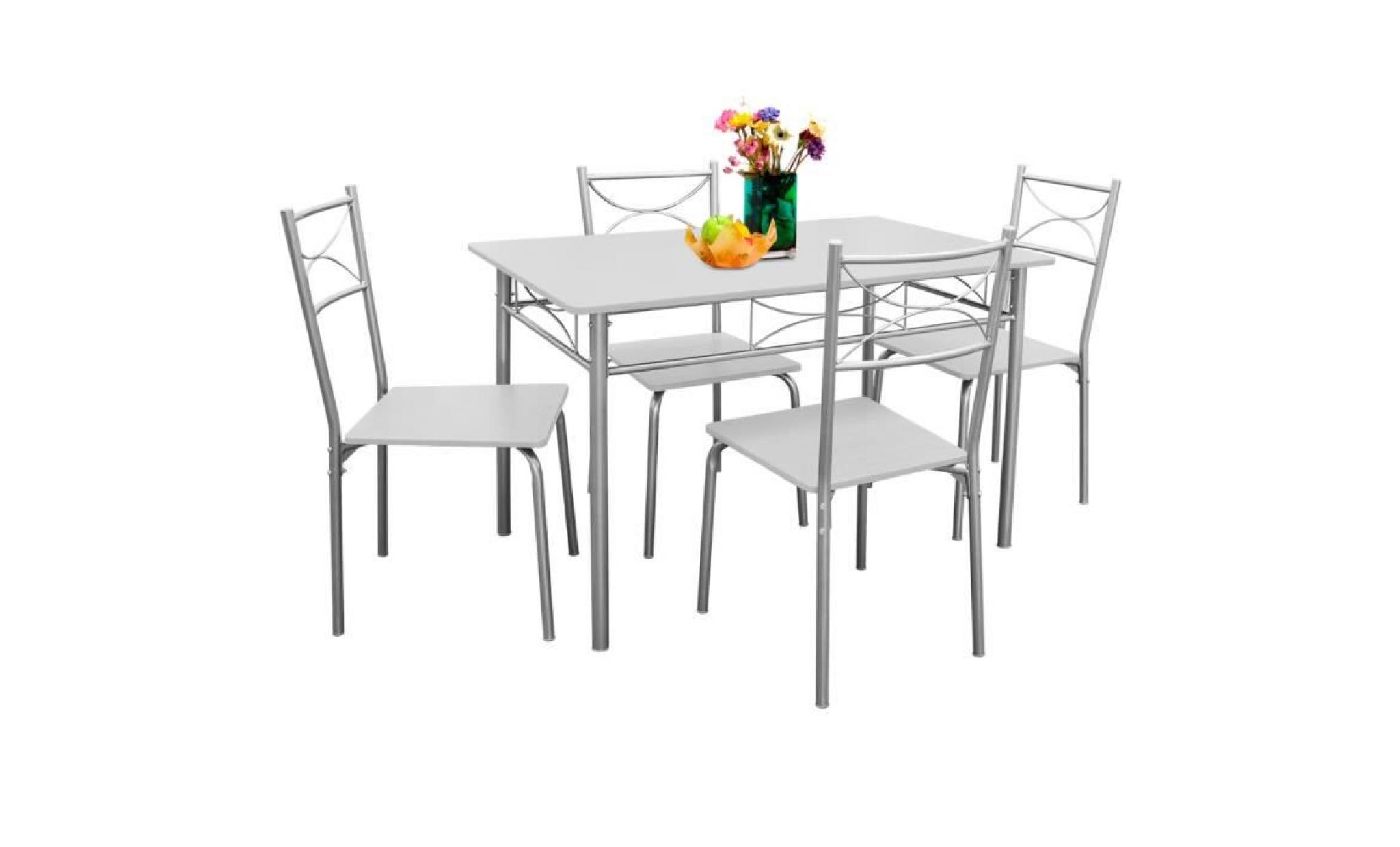 deuba | ensemble paul   salle à manger 5 pièces   1 table et 4 chaises   résistant   couleur hêtre   cuisine