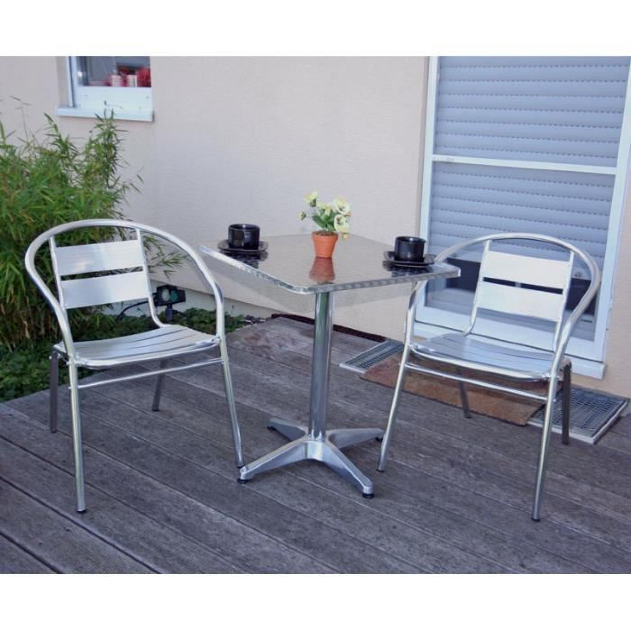 Ensemble Table + 2 Chaises en aluminium de bar empilable 