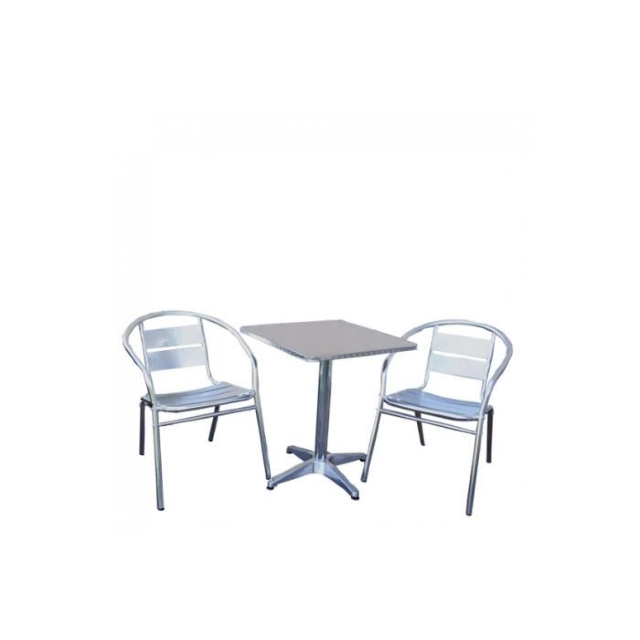 Ensemble Table + 2 Chaises en aluminium de bar empilable  pas cher
