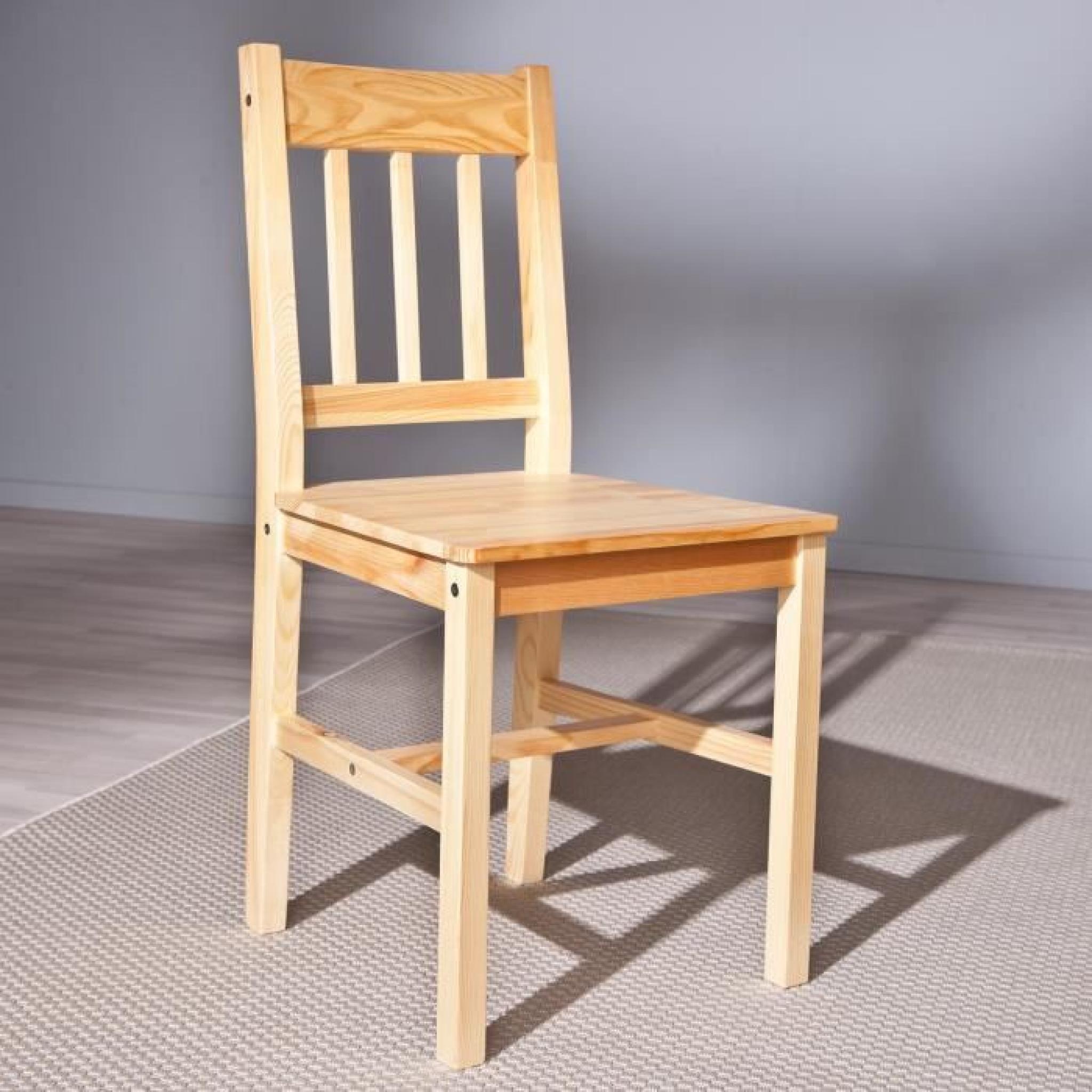 Ensemble table + 4 chaises Riccione pin Naturel pas cher