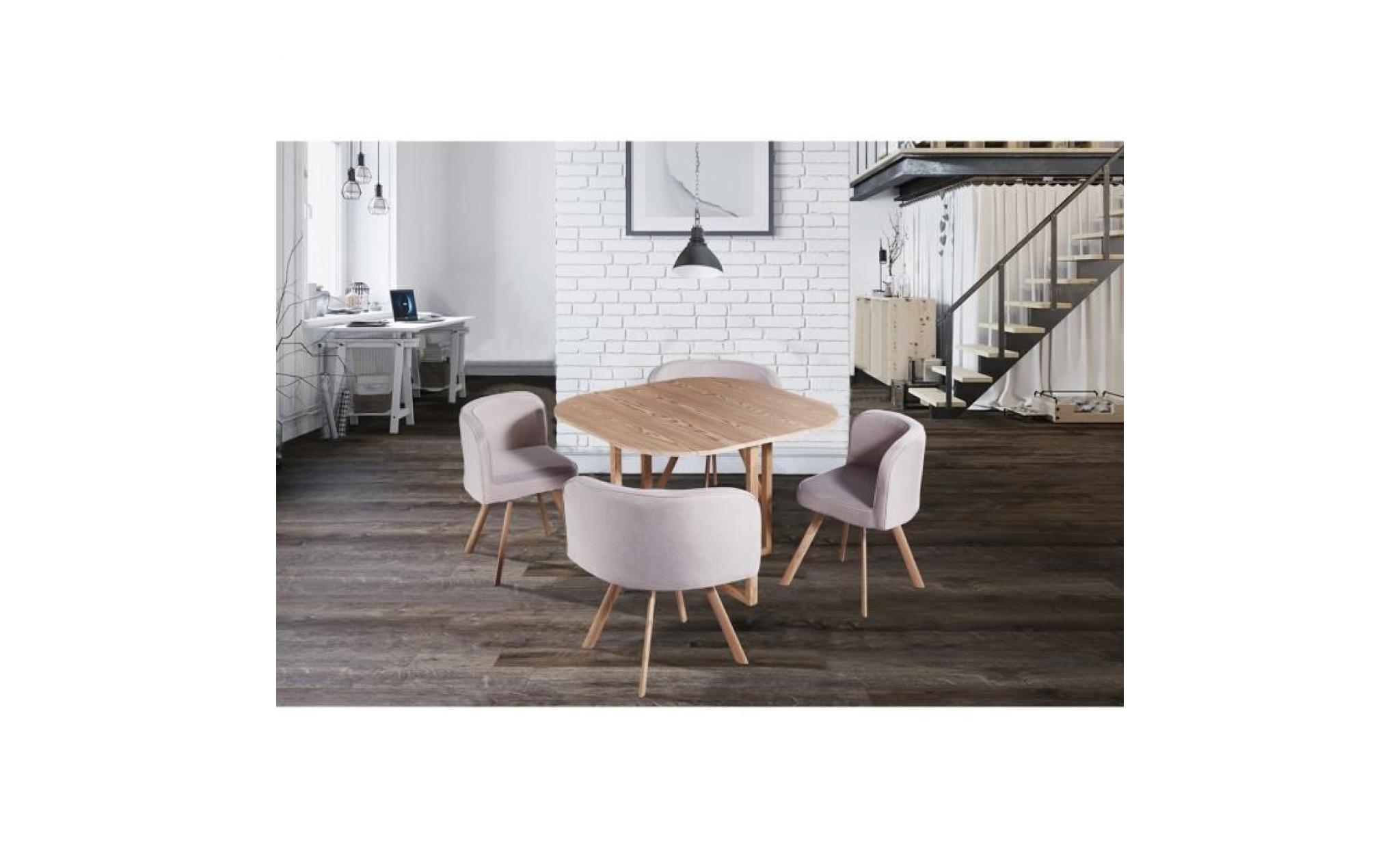 ensemble table + 4 chaises encastrable beige flen
