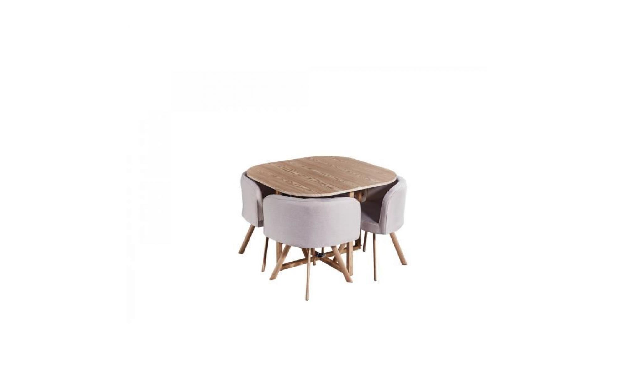 ensemble table + 4 chaises encastrable beige flen pas cher