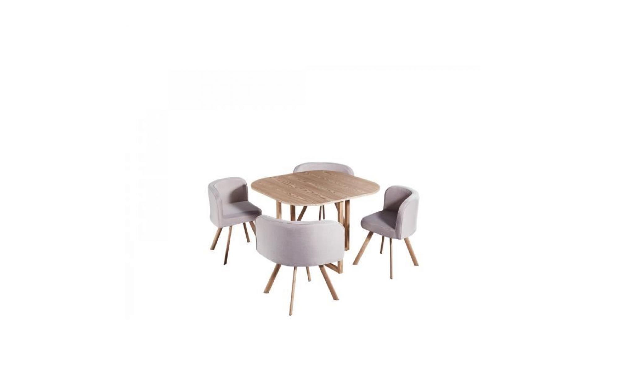 ensemble table + 4 chaises encastrable beige flen pas cher