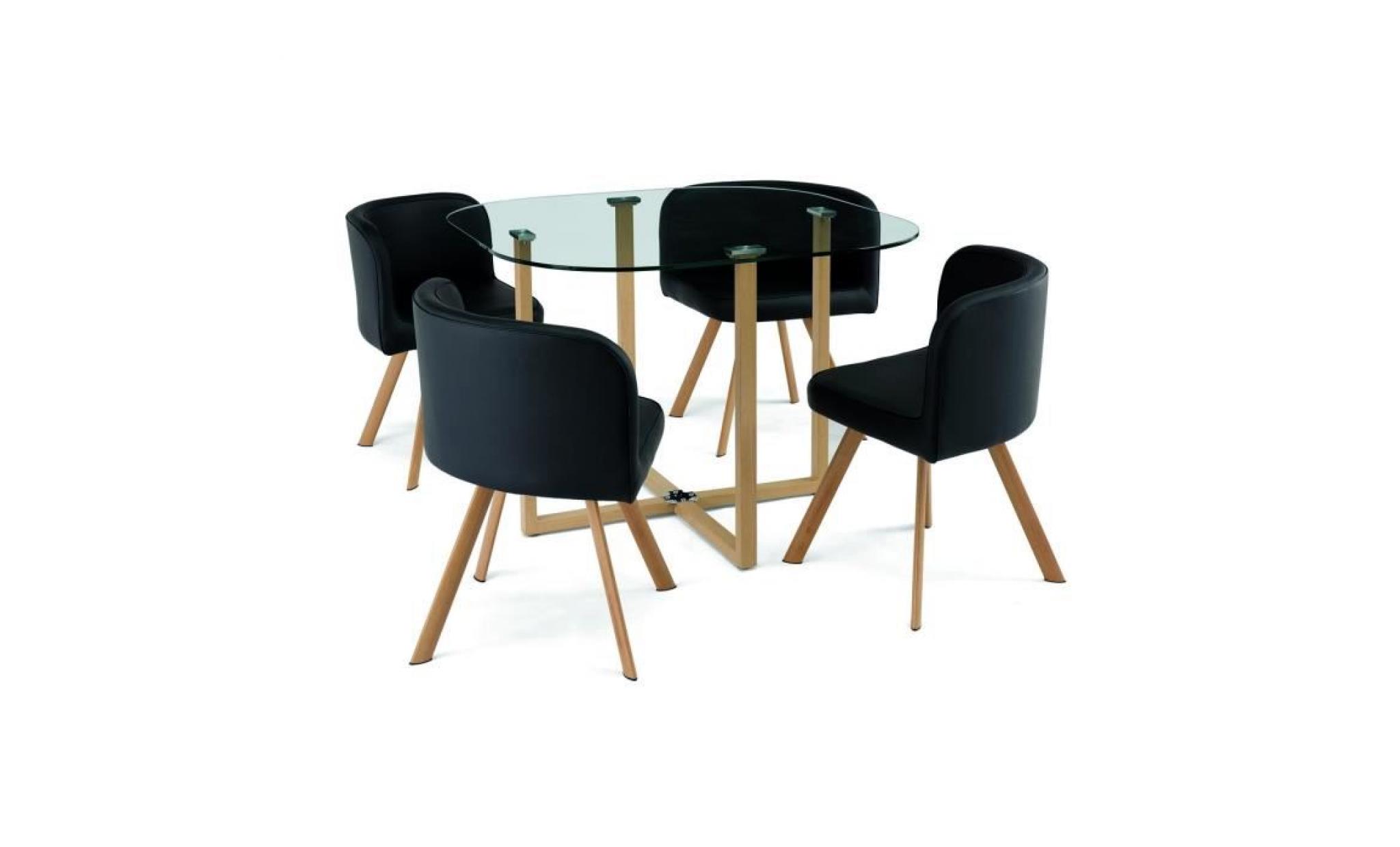 ensemble table + 4 chaises encastrable noir flen