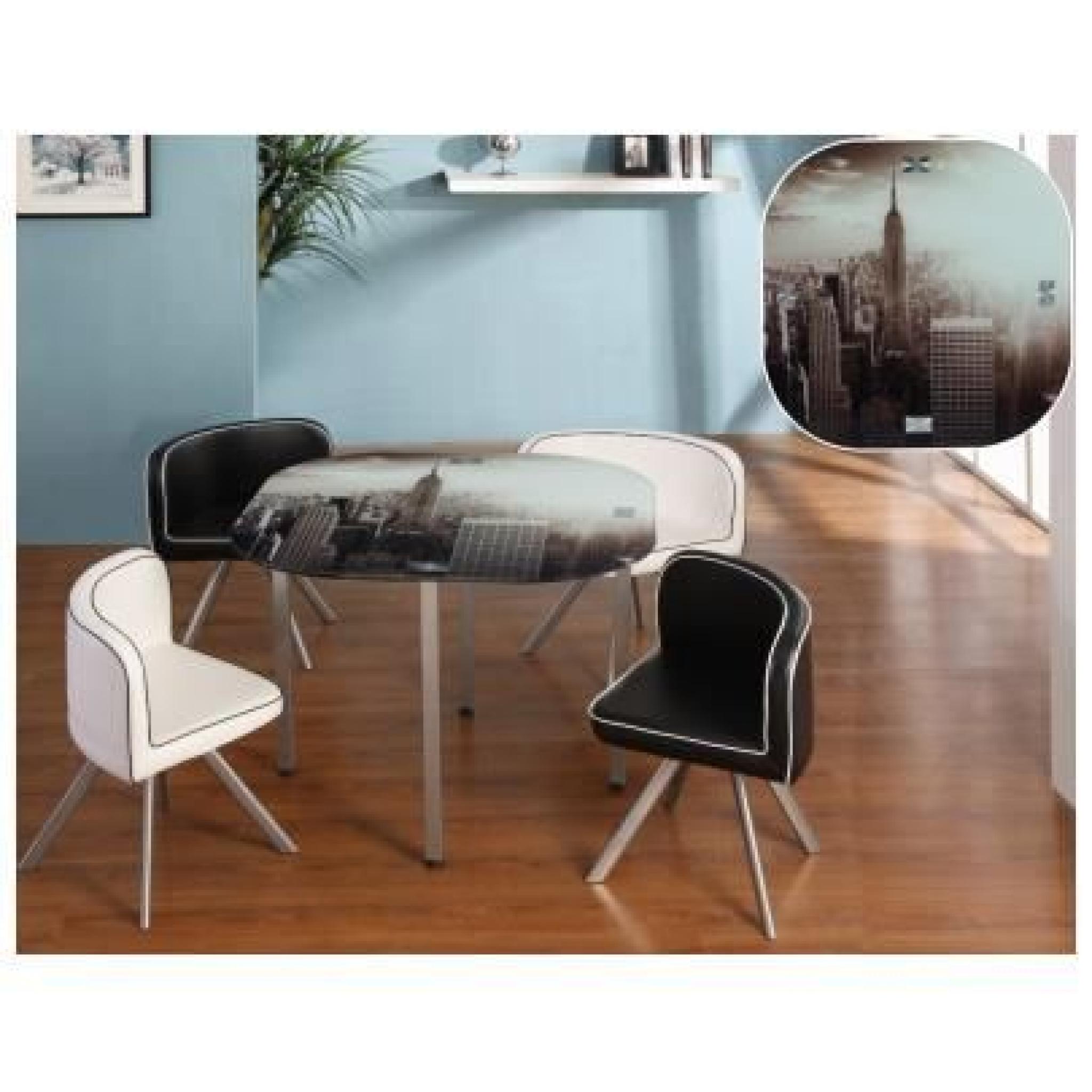 Ensemble table + 4 chaises SKYWARD - Noir et blanc
