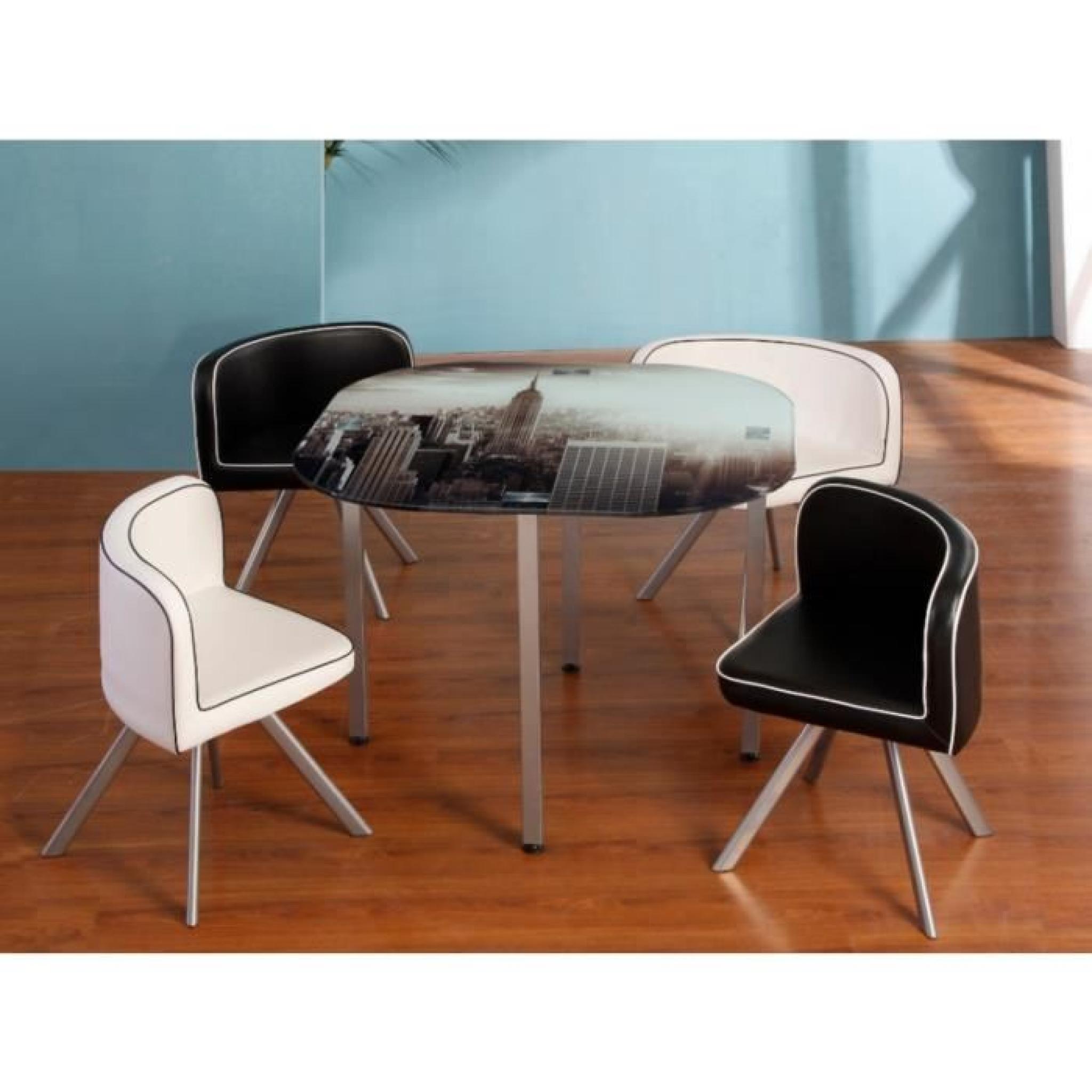 Ensemble table + 4 chaises SKYWARD - Noir et blanc pas cher