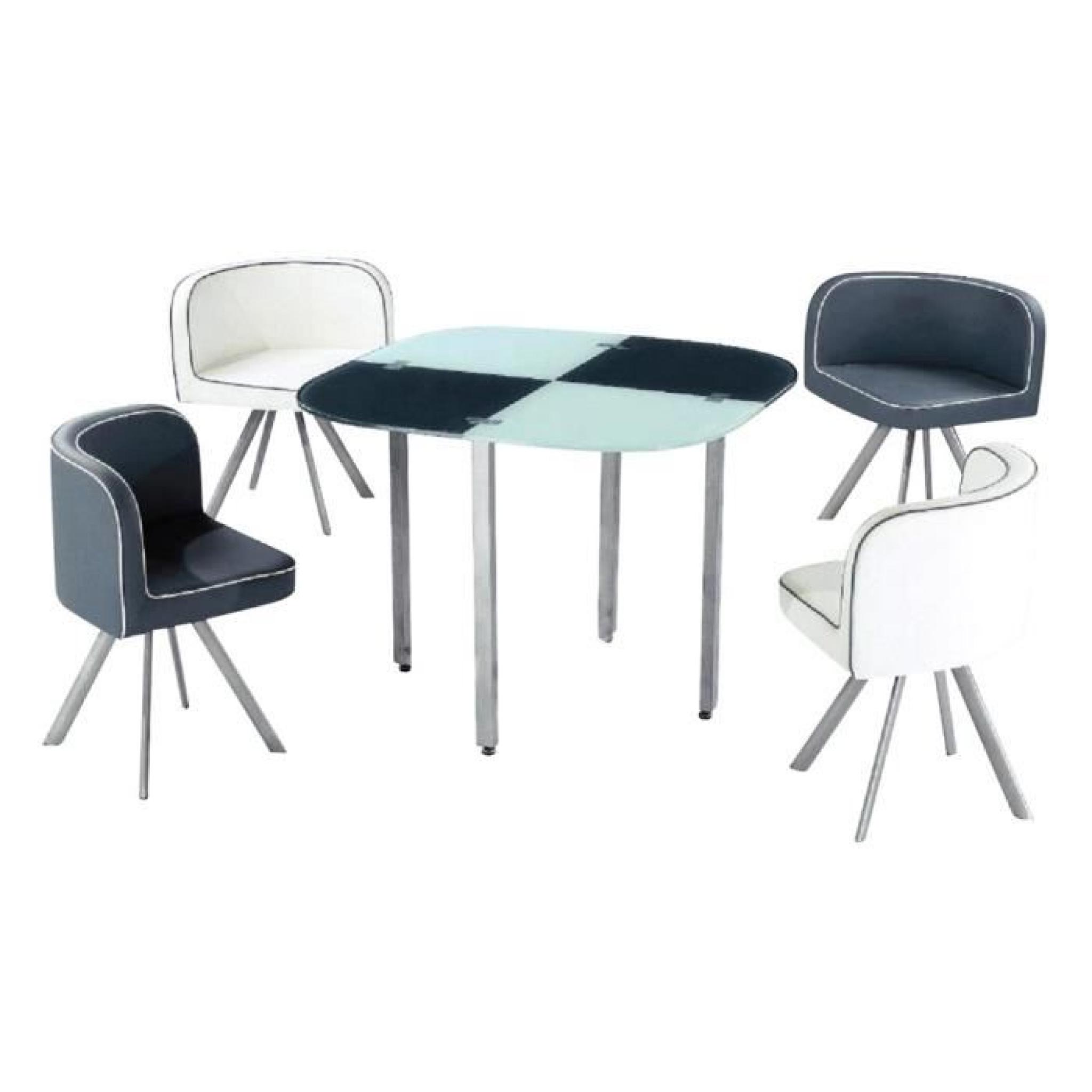 Ensemble table + 4 chaises Drapy Gris/Blanc