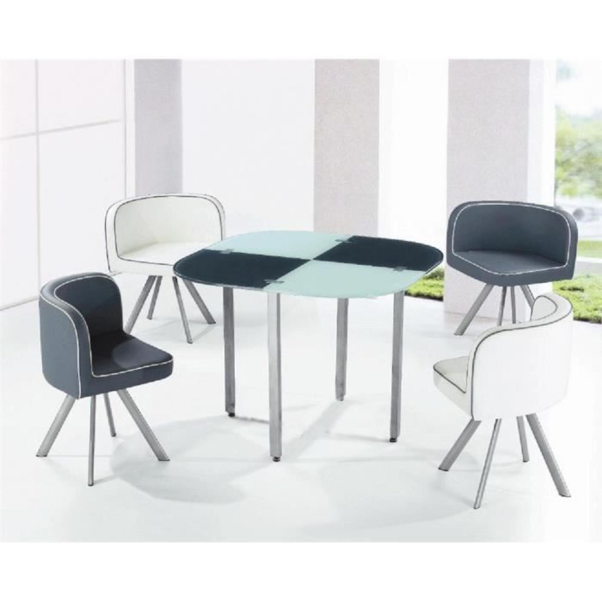 Ensemble table + 4 chaises Drapy Gris/Blanc pas cher