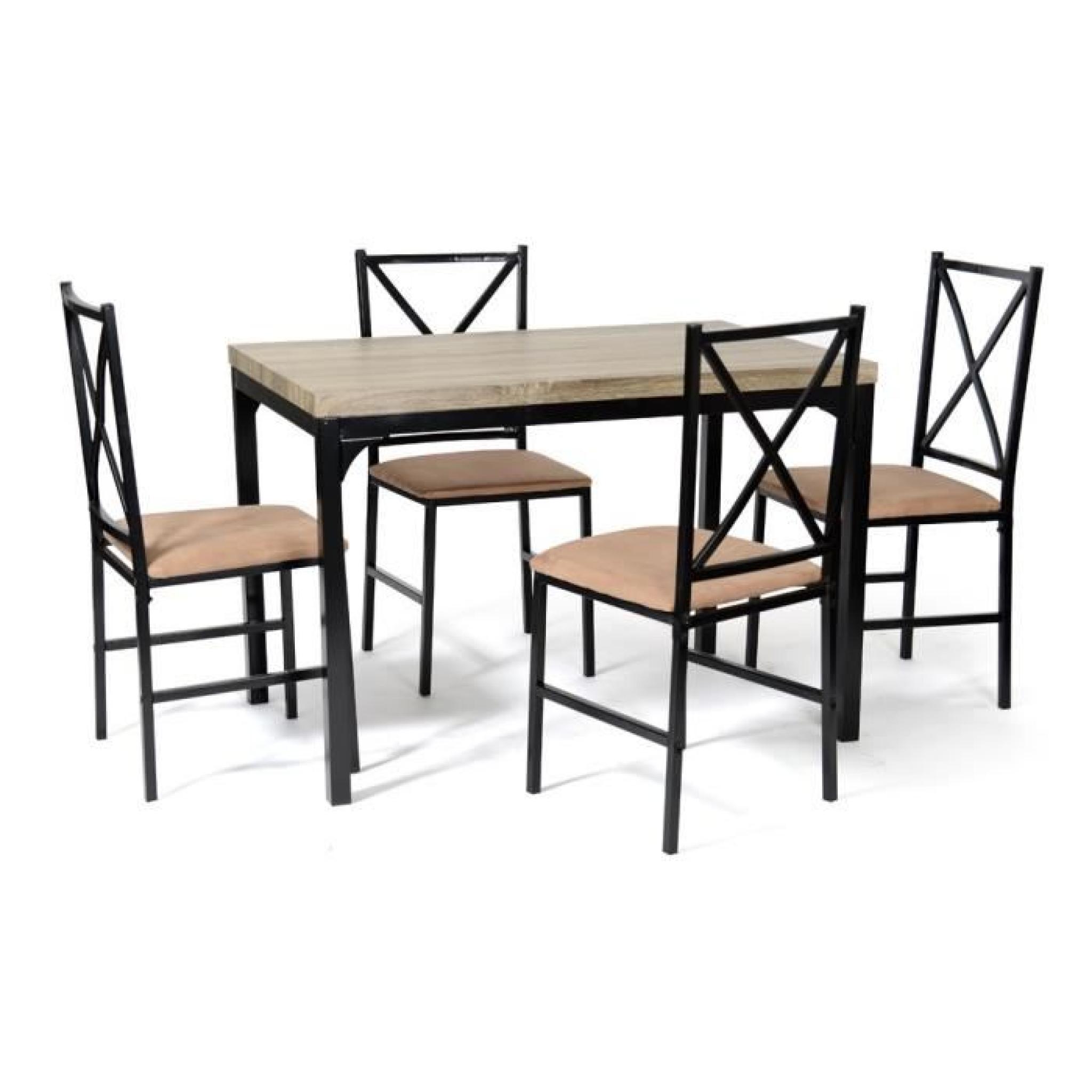 Ensemble table + 4 chaises Forca Noir/Camel