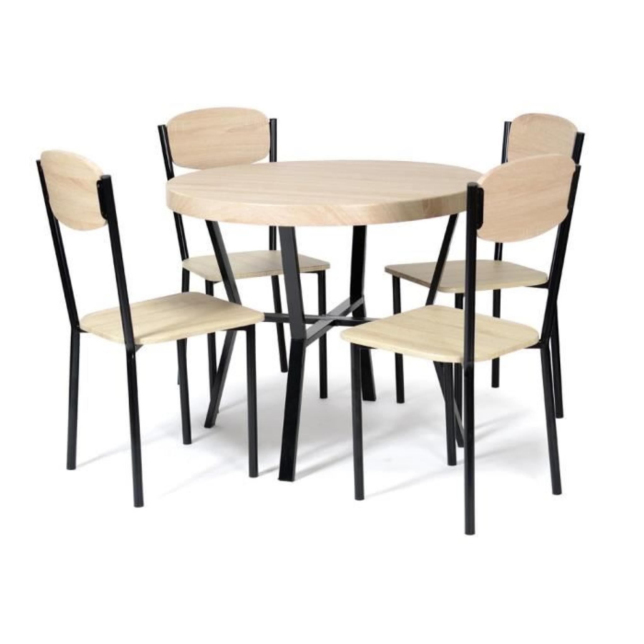 Ensemble table + 4 chaises Haus Noir/Chêne