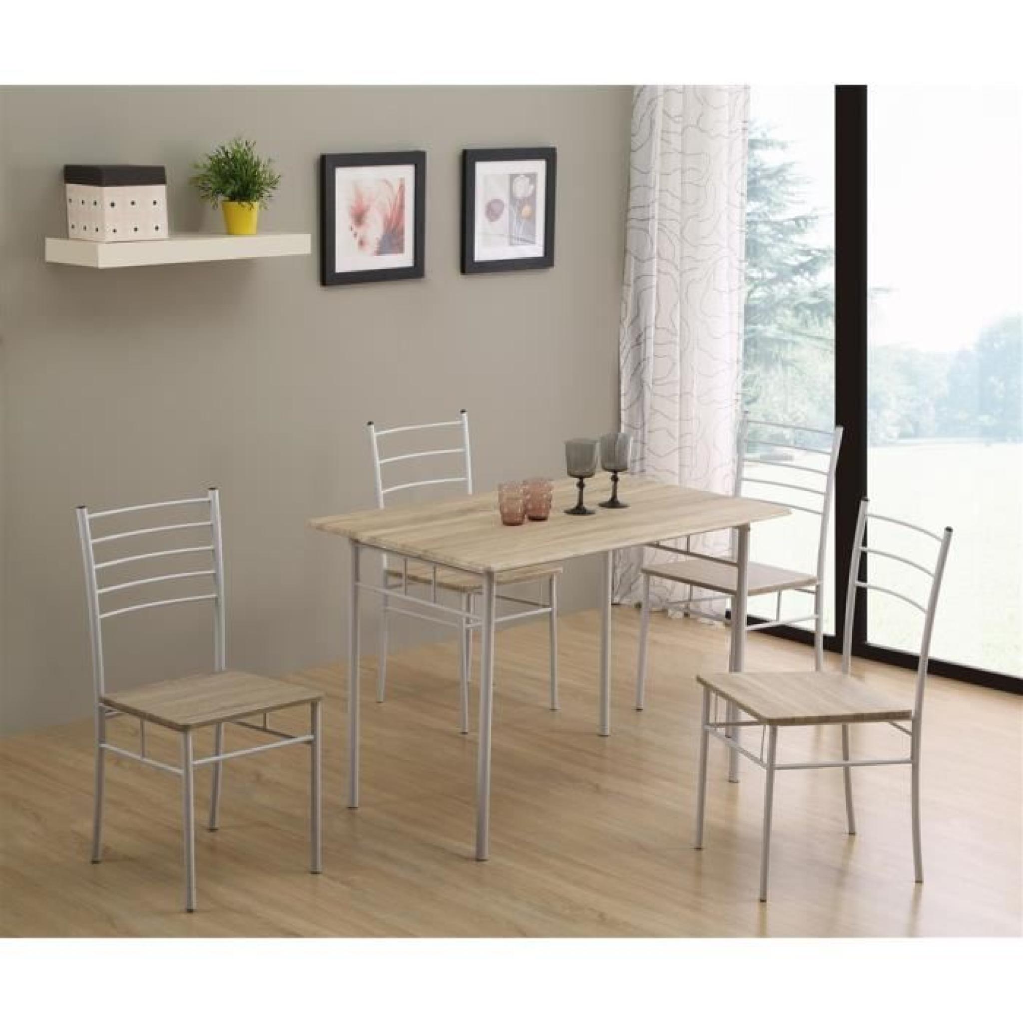Ensemble table + 4 chaises Planet Blanc/Chêne