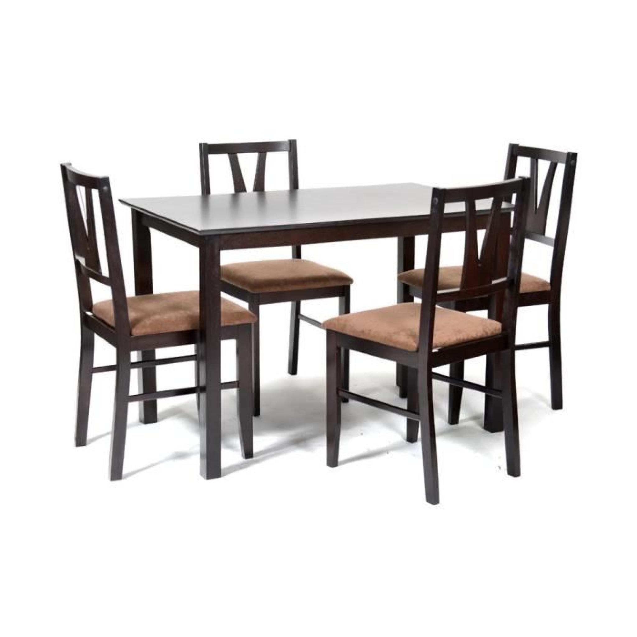 Ensemble table + 4 chaises Vénize Wengué/Chocolat