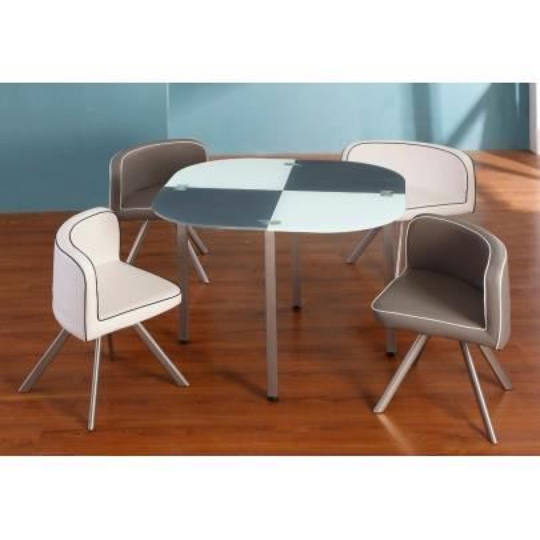 Ensemble table + 4 chaises UNITY - Gris et blanc