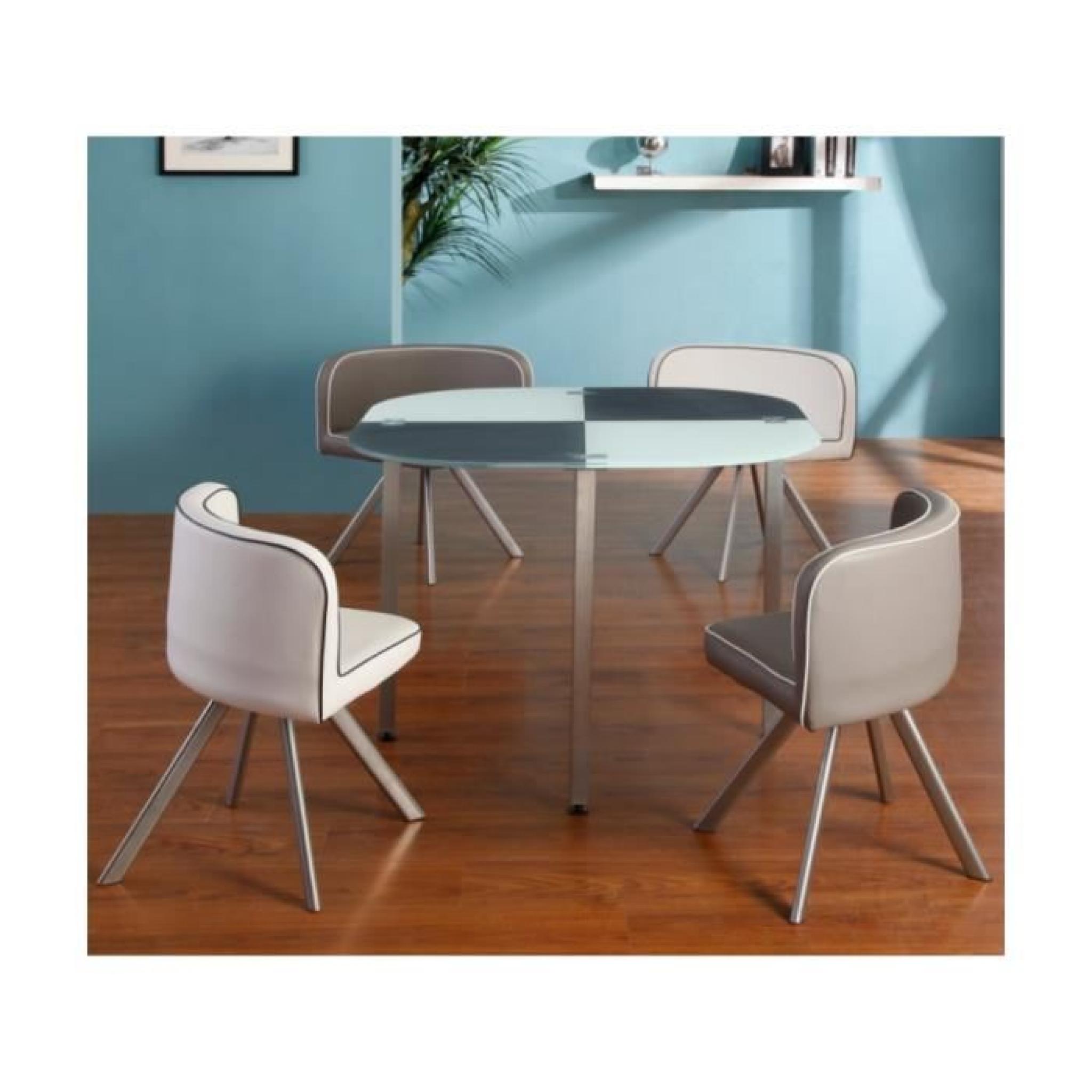 Ensemble table + 4 chaises UNITY - Gris et blanc pas cher