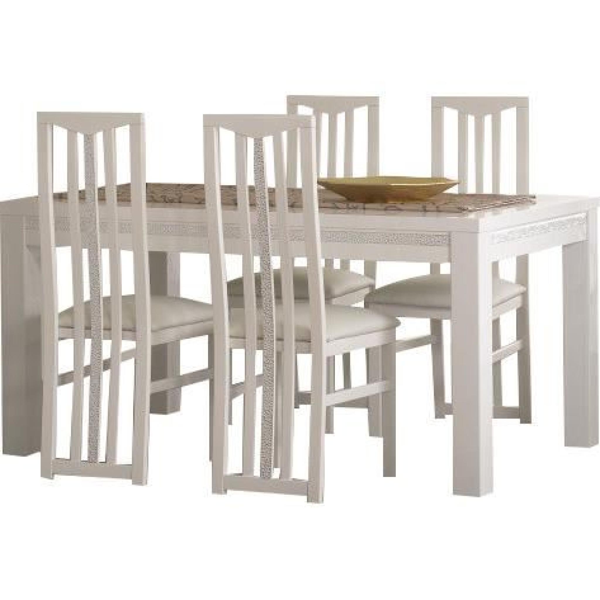 Ensemble table à manger 160cm + 4 chaises design blanc