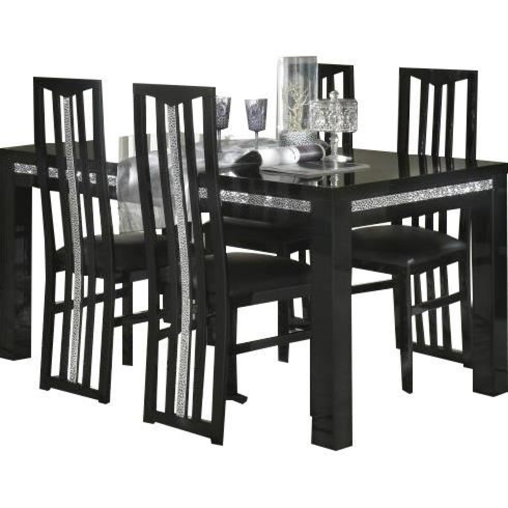 Ensemble table à manger 160cm + 4 chaises design noir