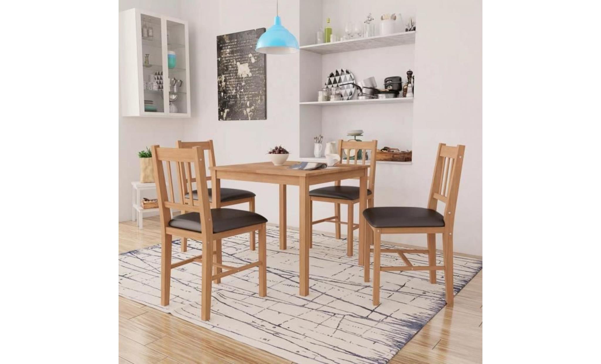 ensemble table à manger 5 pièces avec chaises et banc en bois de chêne massif naturel ecologique cuisine salle à manger salon dîner