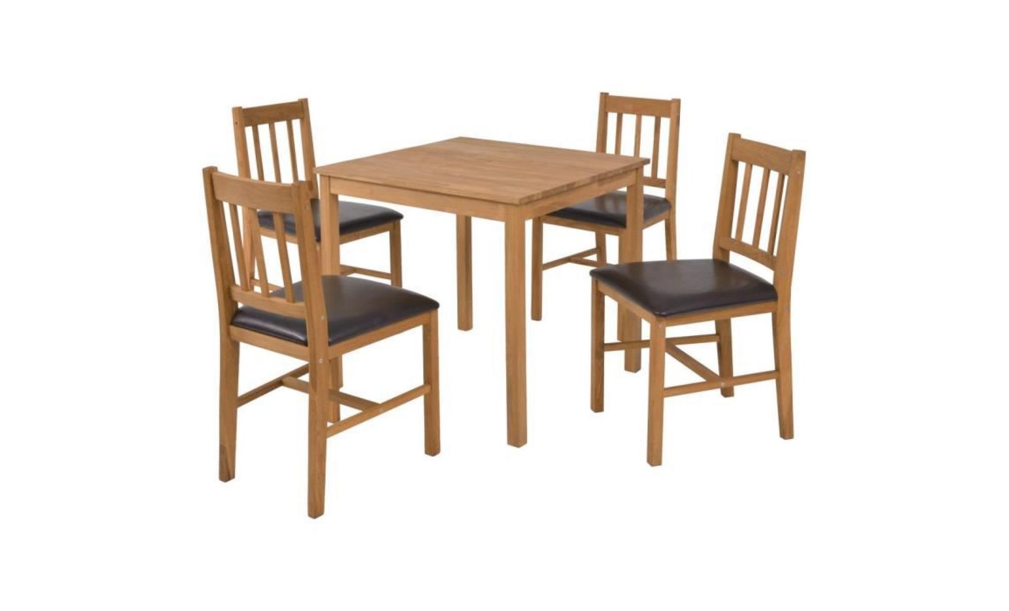ensemble table à manger 5 pièces avec chaises et banc en bois de chêne massif naturel ecologique cuisine salle à manger salon dîner pas cher