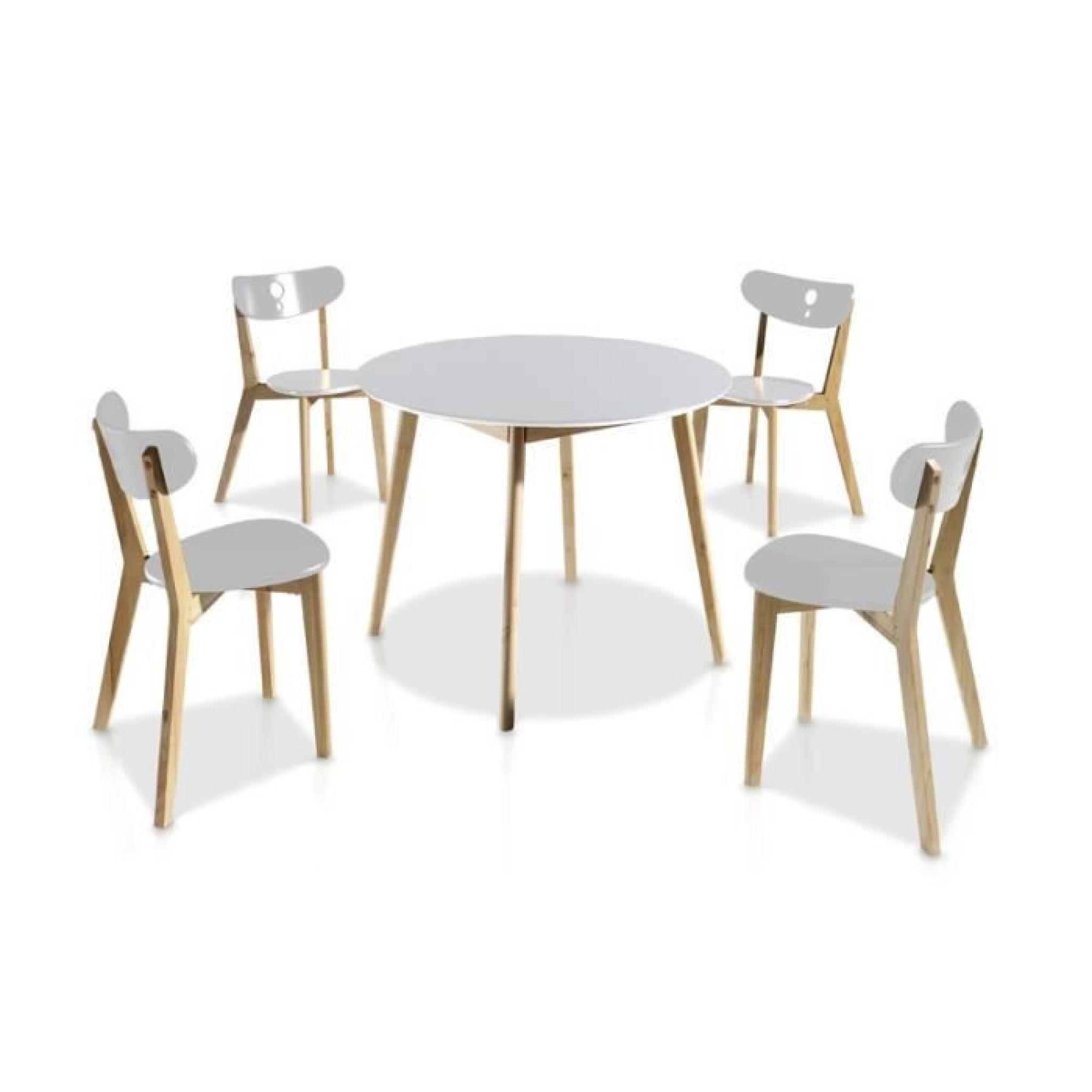 Ensemble Table & Chaises Blanc - DAIA - Diamètre 100 x H 73 cm