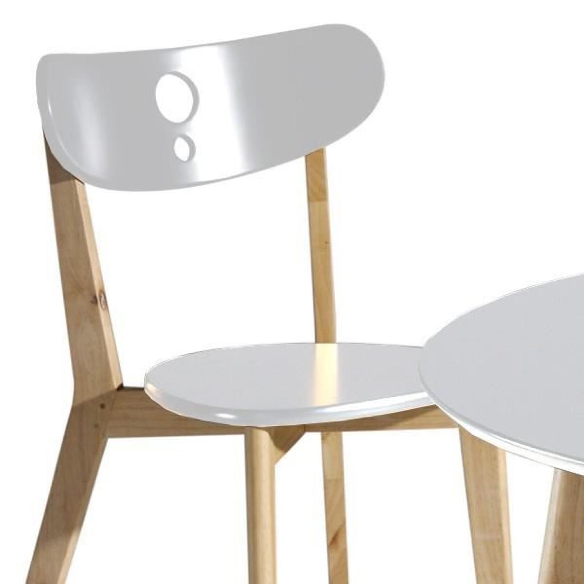Ensemble Table & Chaises Blanc - DAIA - Diamètre 100 x H 73 cm pas cher