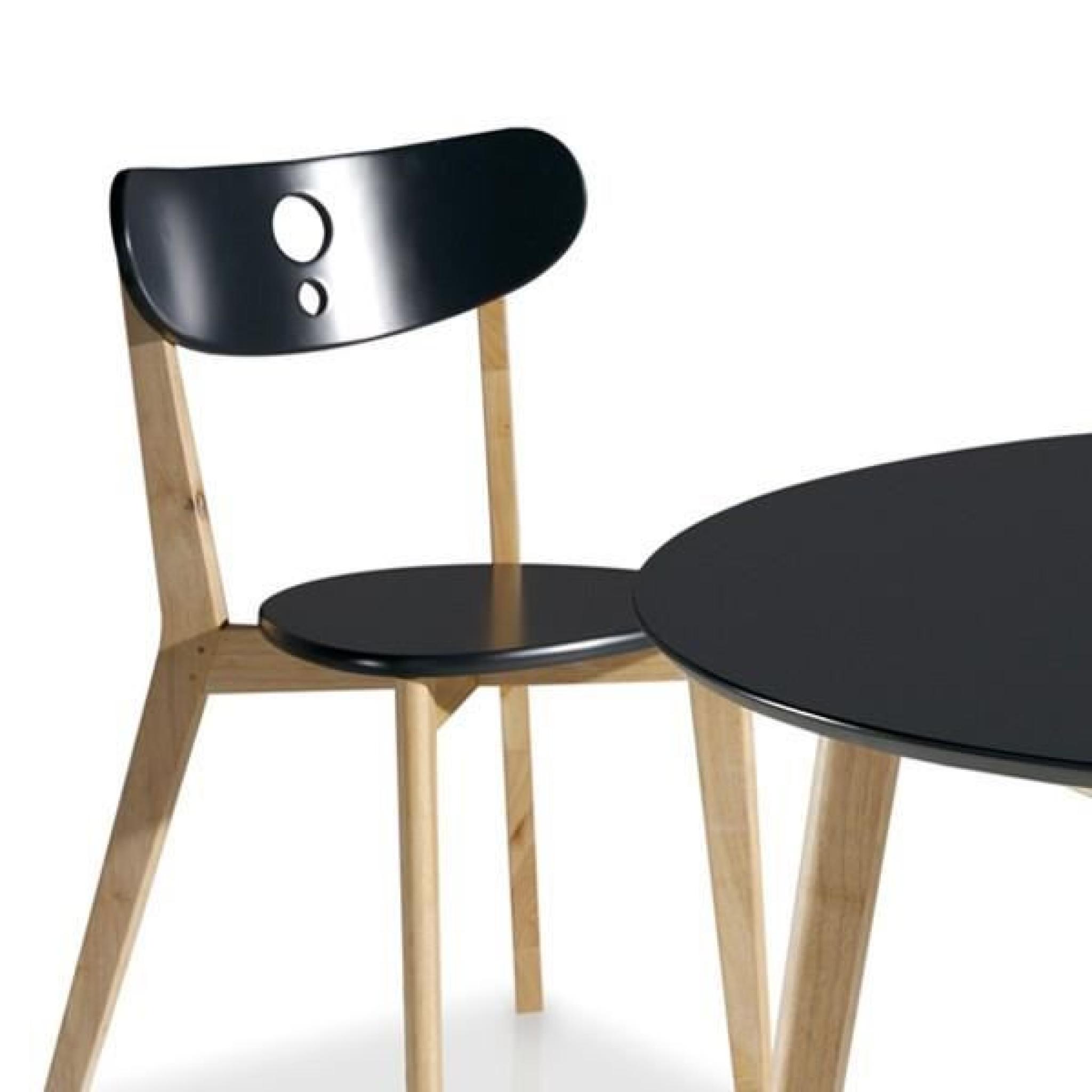 Ensemble Table & Chaises Noir - DAIA - Diamètre 100 x H 73 cm pas cher