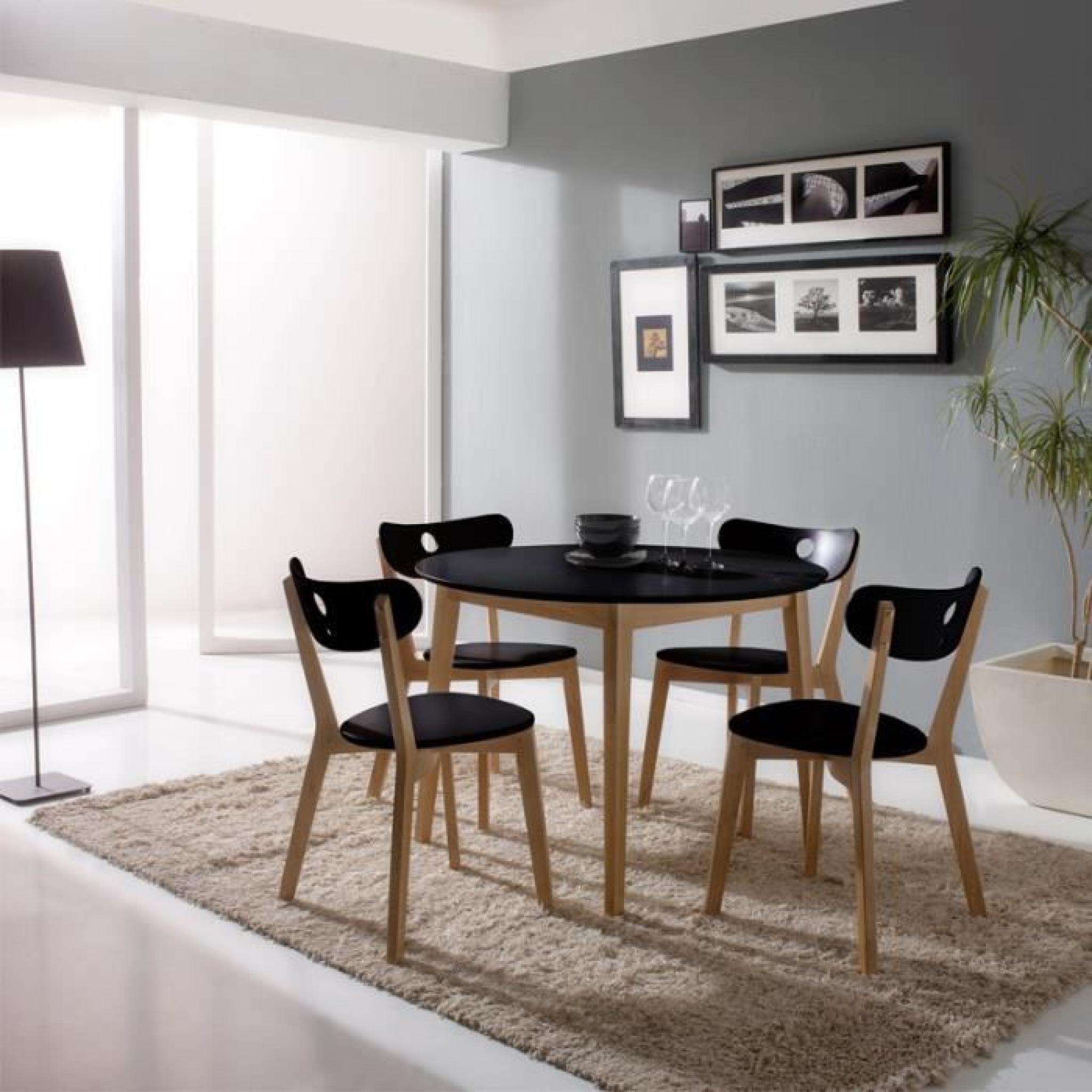 Ensemble Table & Chaises Noir - DAIA - Diamètre 100 x H 73 cm pas cher