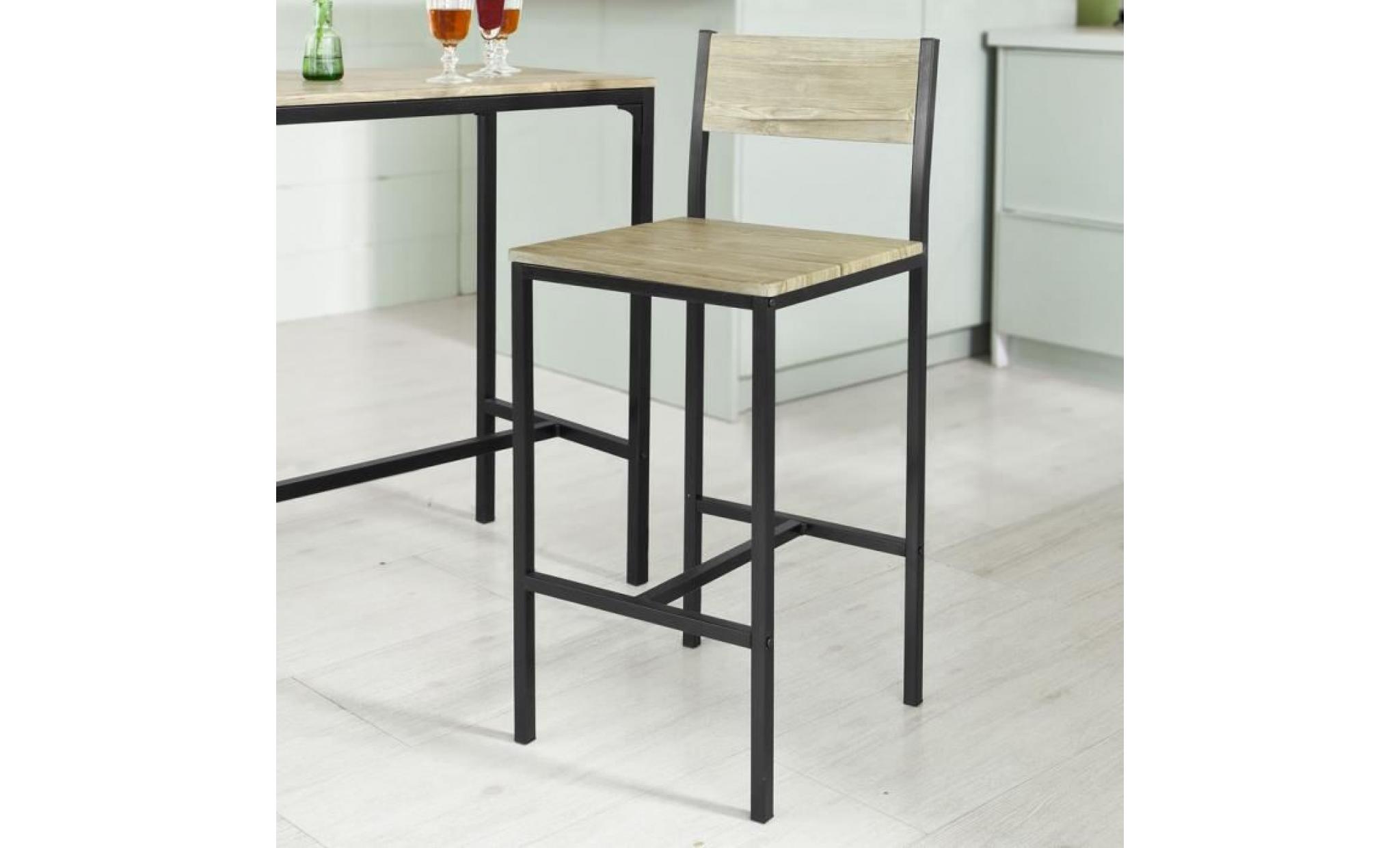 sobuy® ogt03 ensemble table de bar + 2 chaises, set de 1 table + 2 chaises, table haute cuisine pas cher